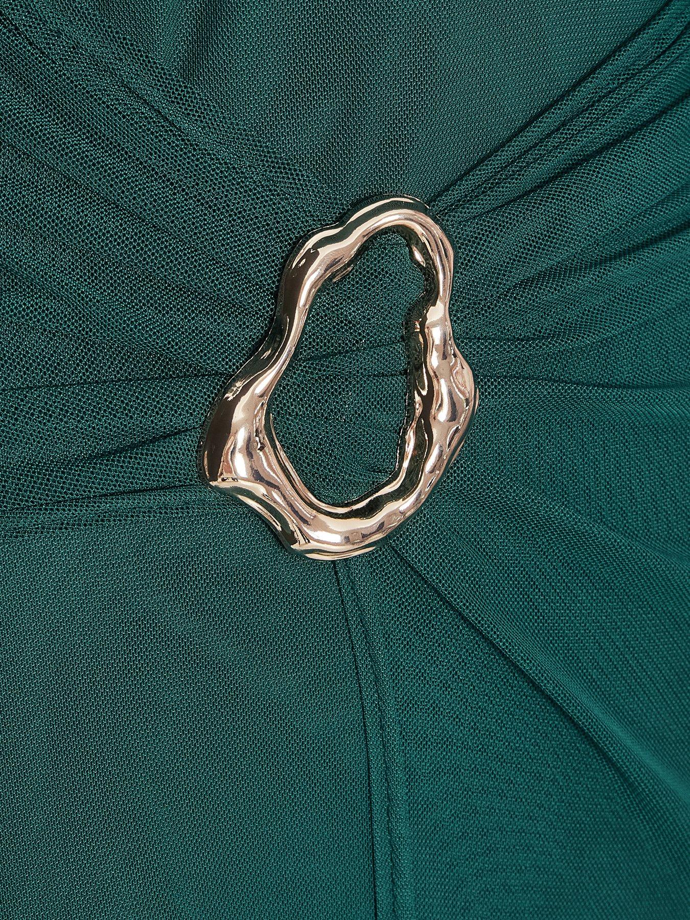 Quiz Bottle Green Mesh Buckle Midaxi Dress | Very