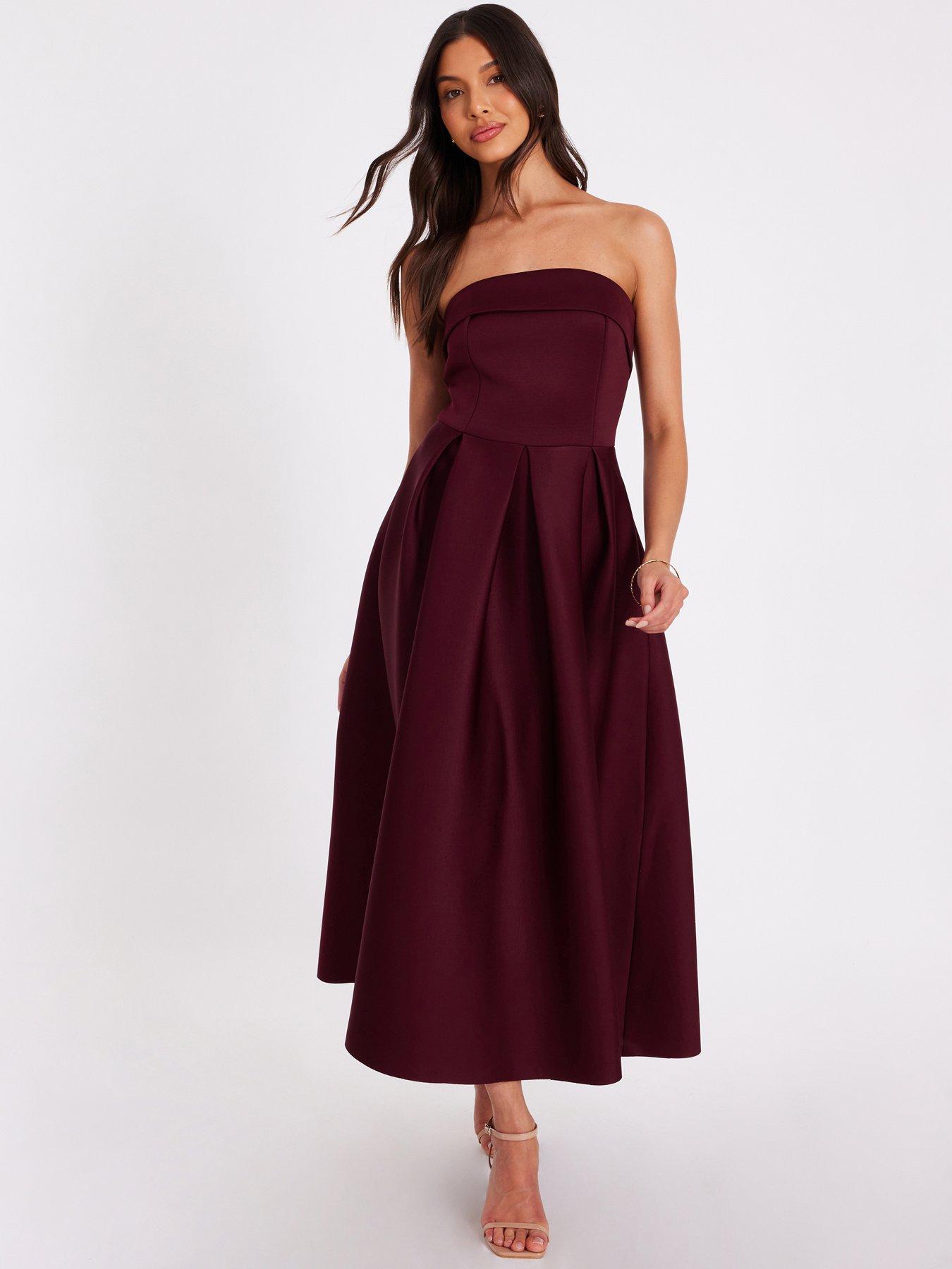 undefined Dark Red Bandeau Skater Dress