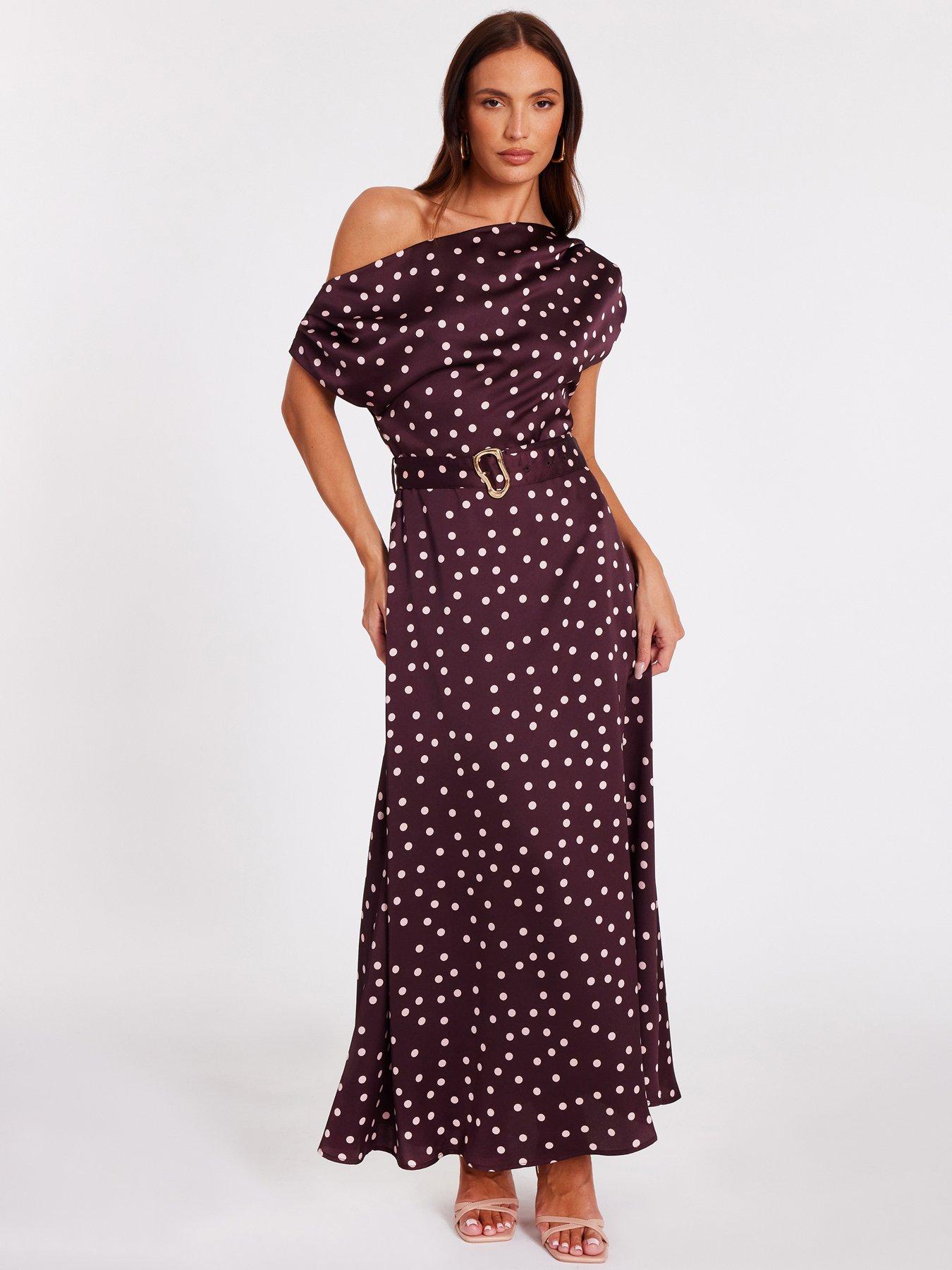 Quiz Dark Red Polka Dot Midaxi Dress