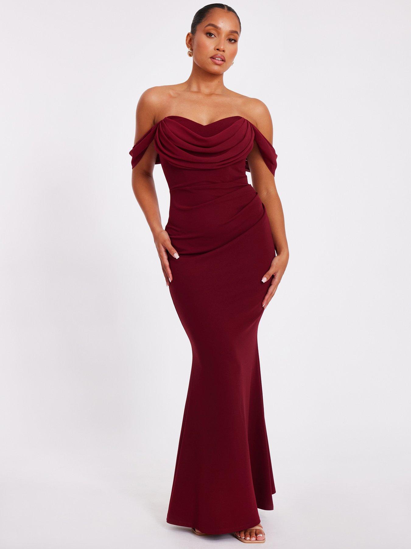 open lace back dress Cora Sleeveless Chiffon Maxi Dress, Dark Red – Jolie Moi Retail main image 0