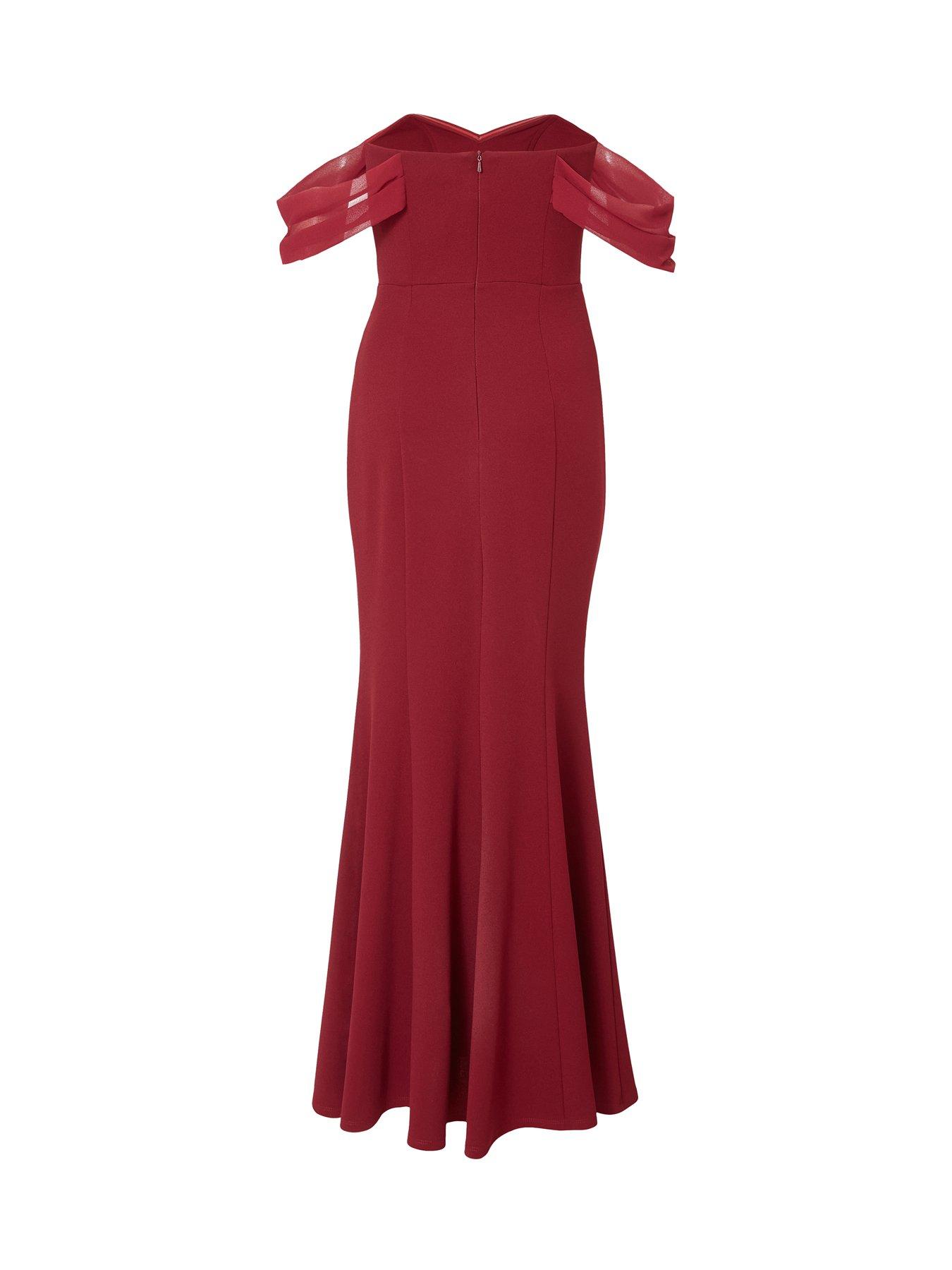 quiz red dress bardot Red Quiz Bardot Long Sleeve Mini Dress