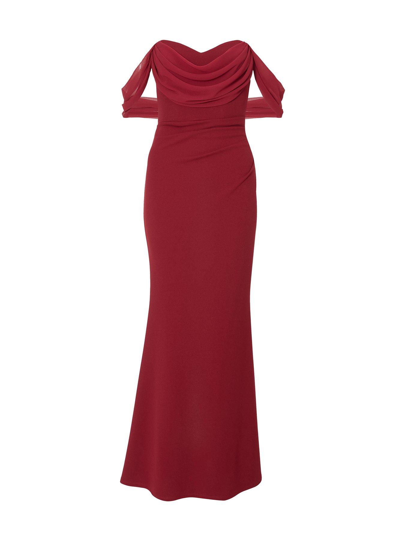 quiz red dress bardot Quiz Red Bardot Skater Midi Dress