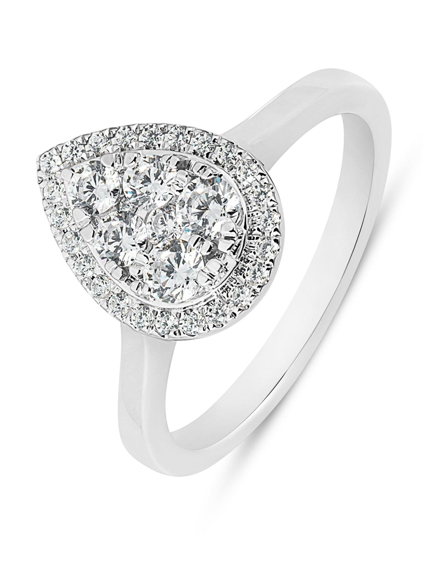 Image 1 of 5 of Love DIAMOND 0.50ct Pear Shape Cluster Diamond Halo Ring Lab Grown