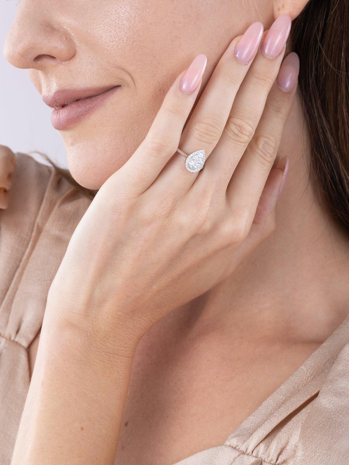 Image 5 of 5 of Love DIAMOND 0.50ct Pear Shape Cluster Diamond Halo Ring Lab Grown