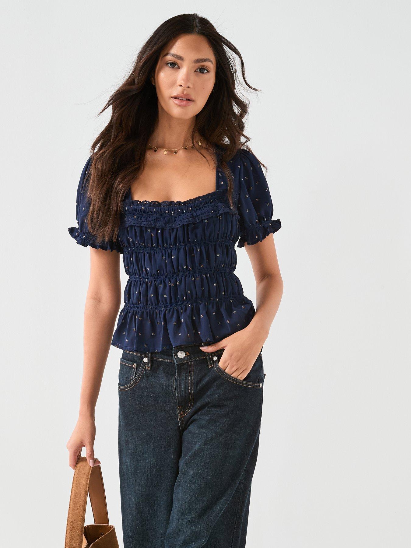 FREE PEOPLE Adore You Blouse - Blue