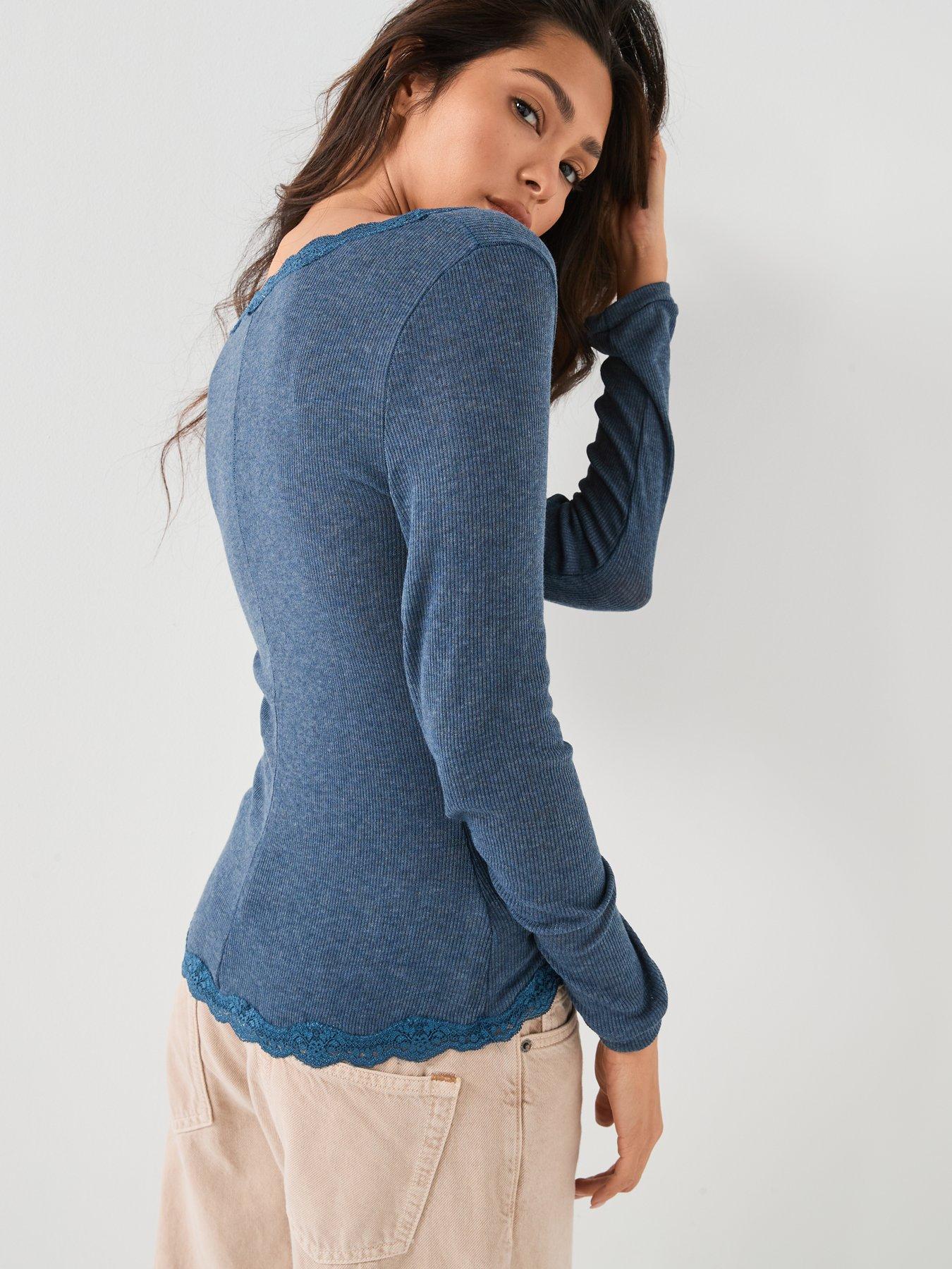 Image 2 of 6 of FREE PEOPLE Big Love Ribbed Button Up&nbsp;Top&nbsp;- Blue