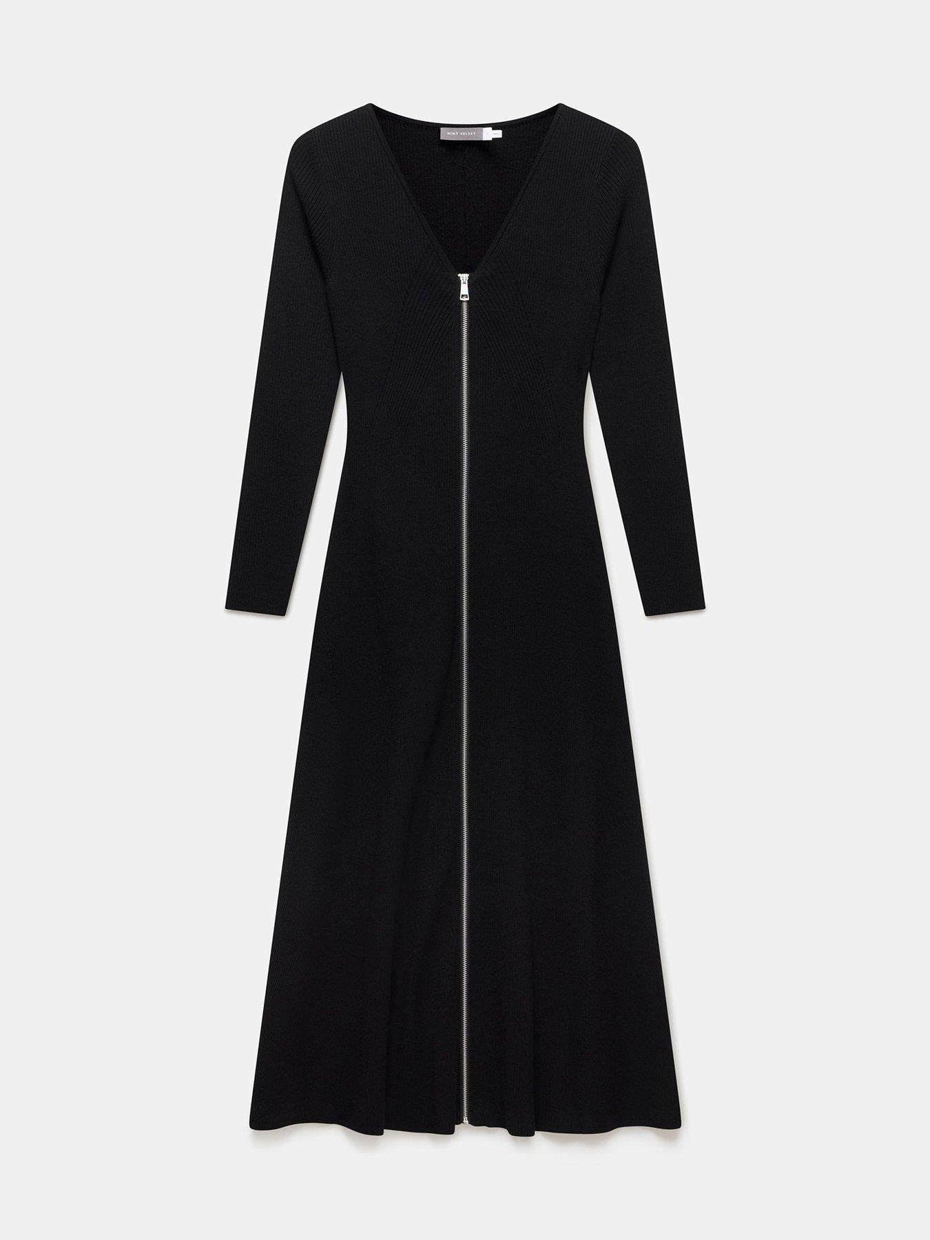 Mint Velvet Zip Front Knit Dress - Black | Very