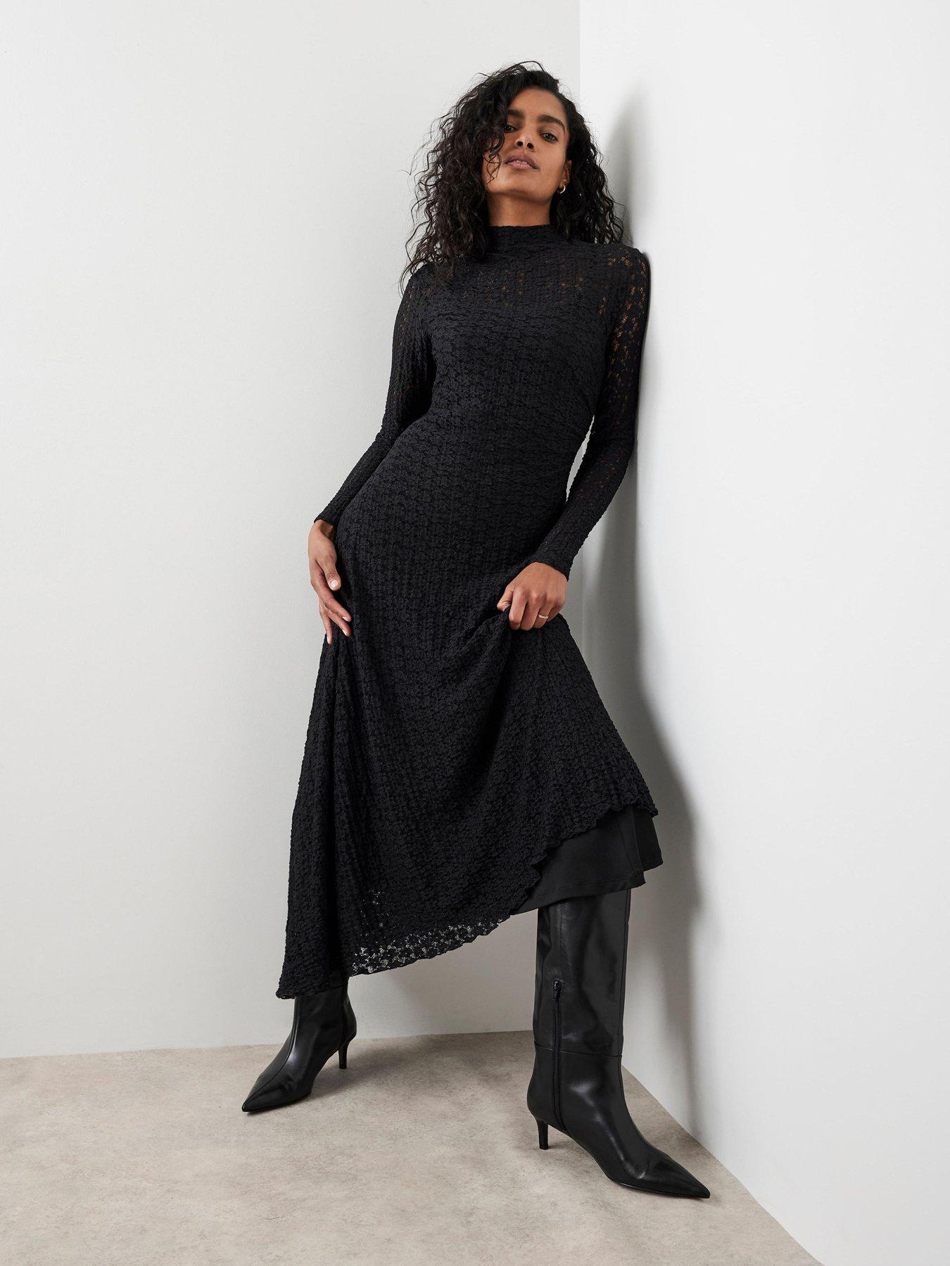 Mint Velvet Lace Asymmetric Dress - Black | Very