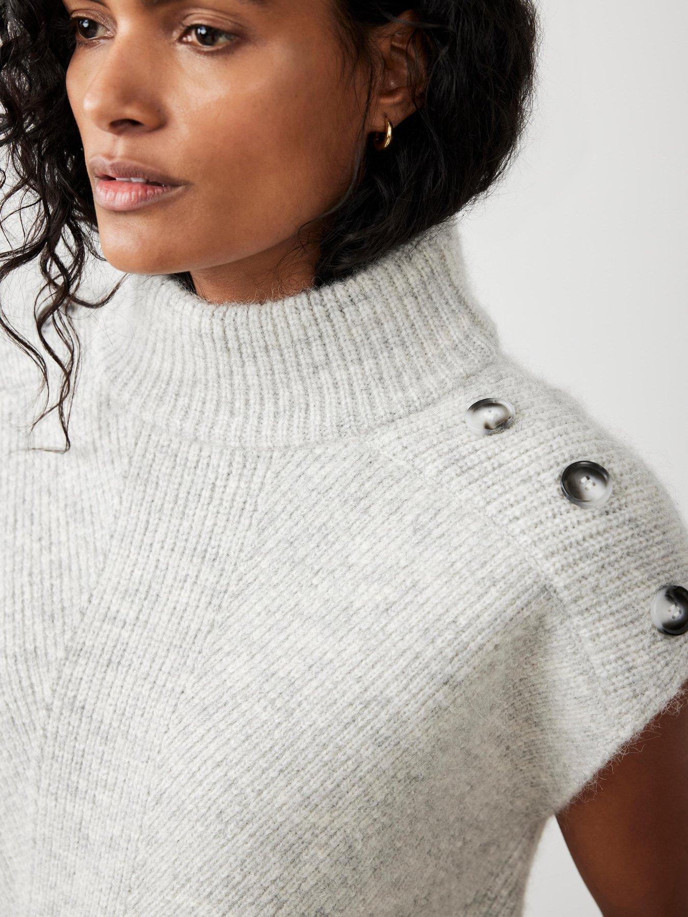 Image 4 of 6 of Mint Velvet Silver Button Wool Top - Grey