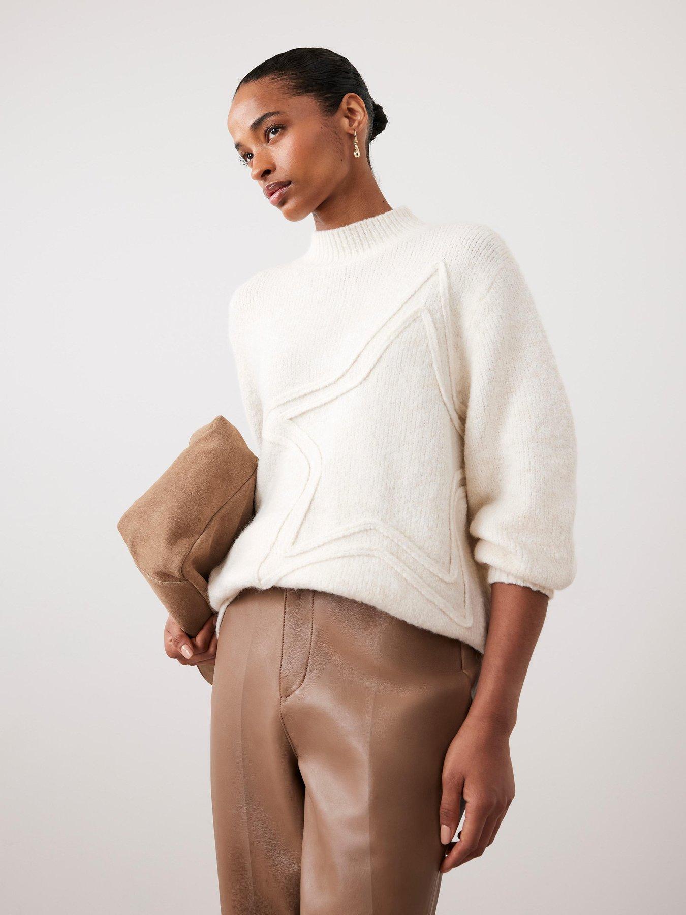 Image 2 of 6 of Mint Velvet Tonal Star Jumper - Cream