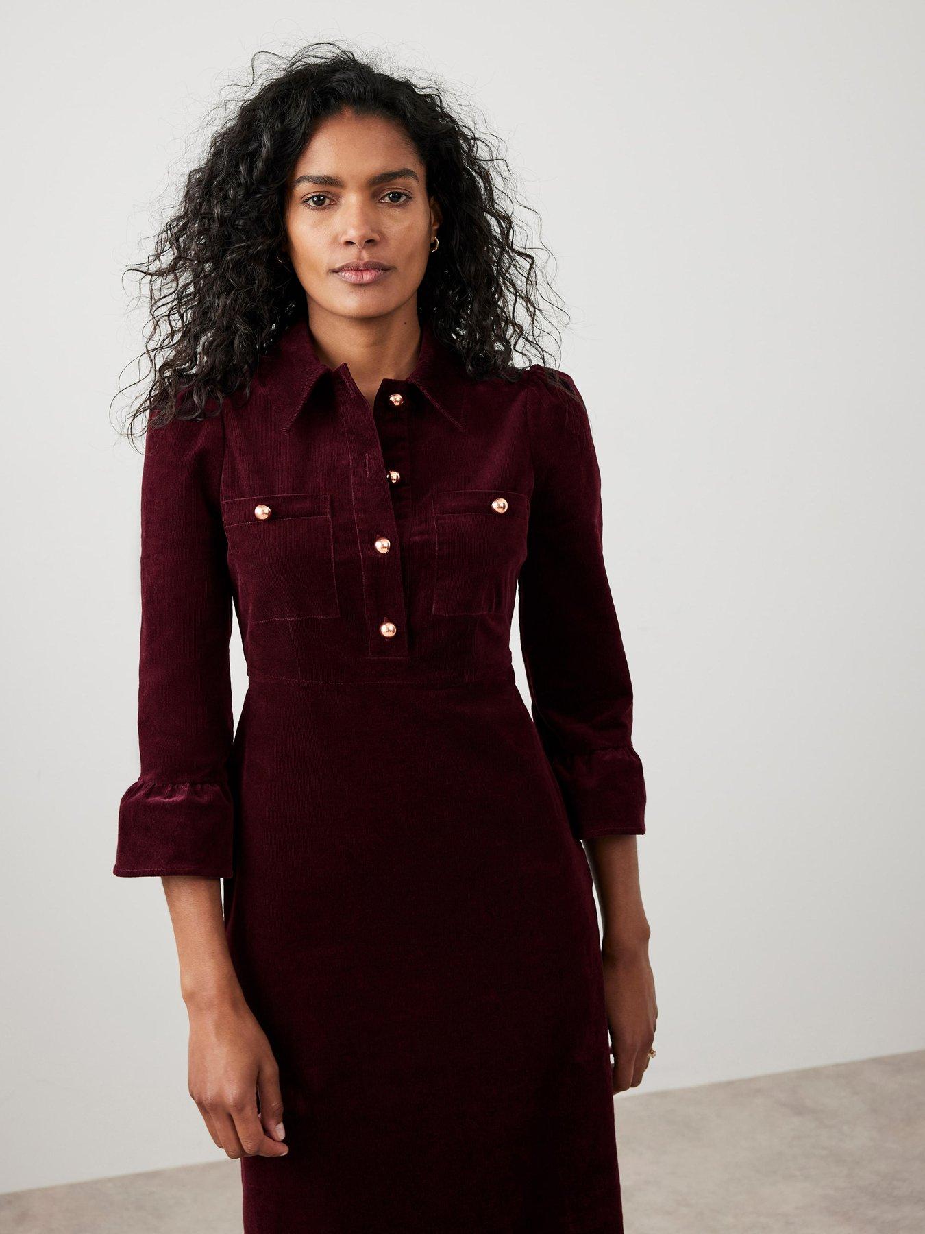 burgundy corduroy dress Burgundy Cord Collared Emma Mini Dress main image 1