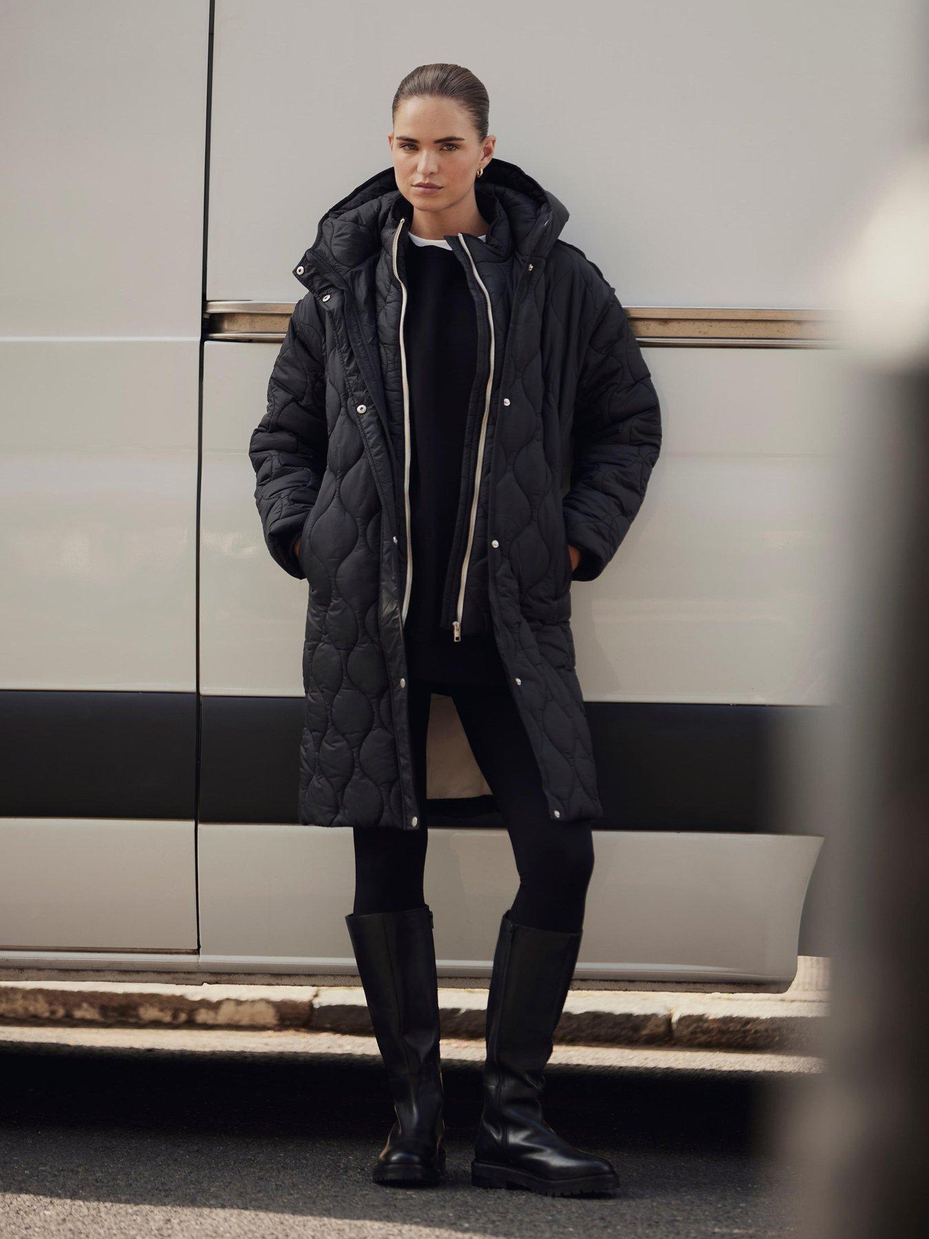 Mint Velvet Double Layer Parka - Black