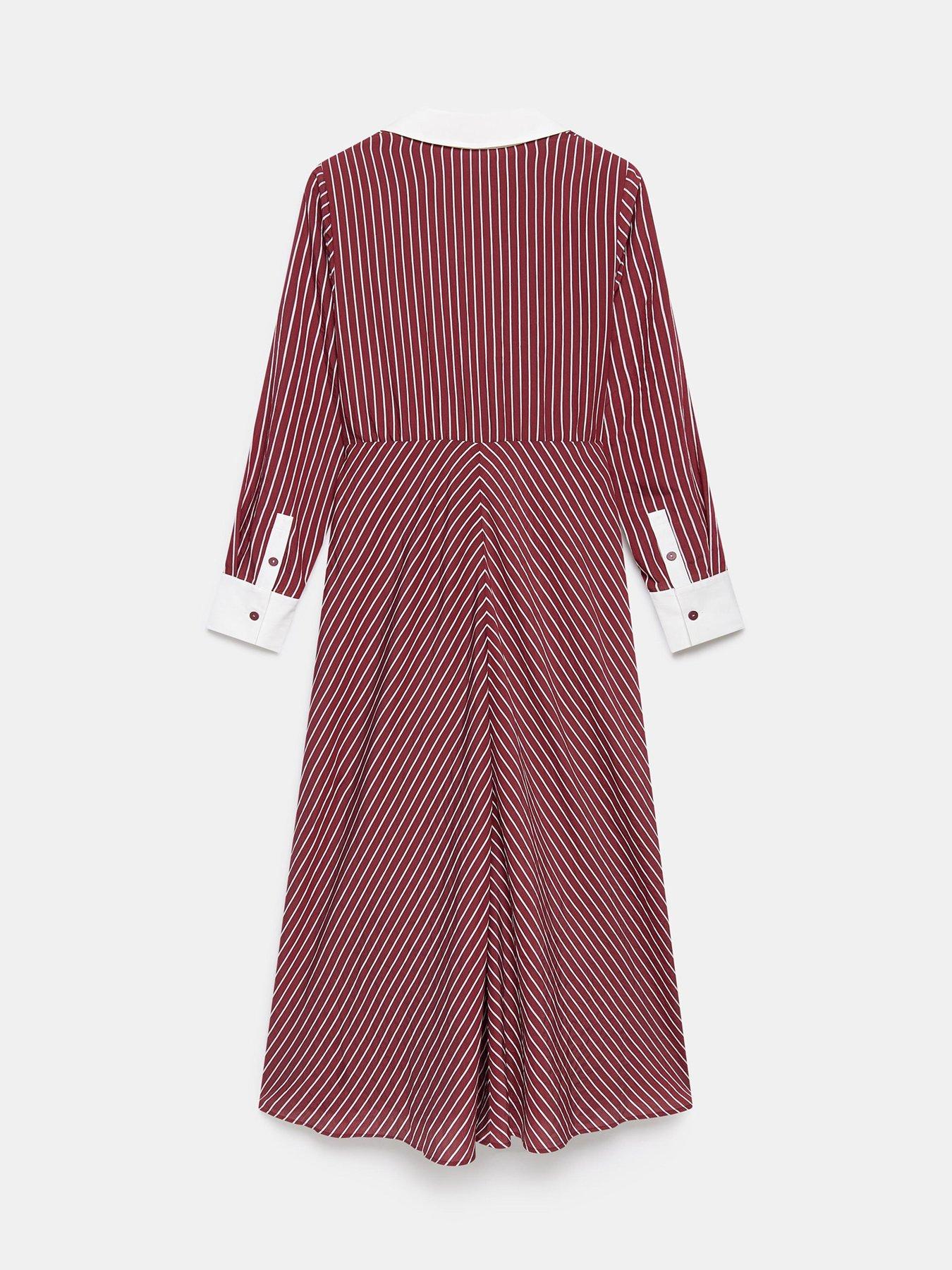burgundy striped shirt dress Element Eden Remy - Burgundy Striped Dress - Shirt Dress - $39.95