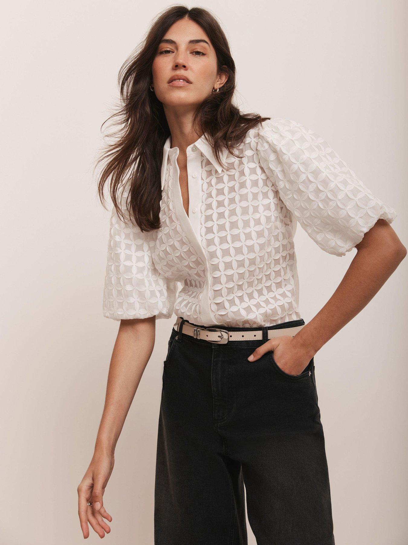 Mint Velvet Ivory Disc Detail Shirt - Ivory