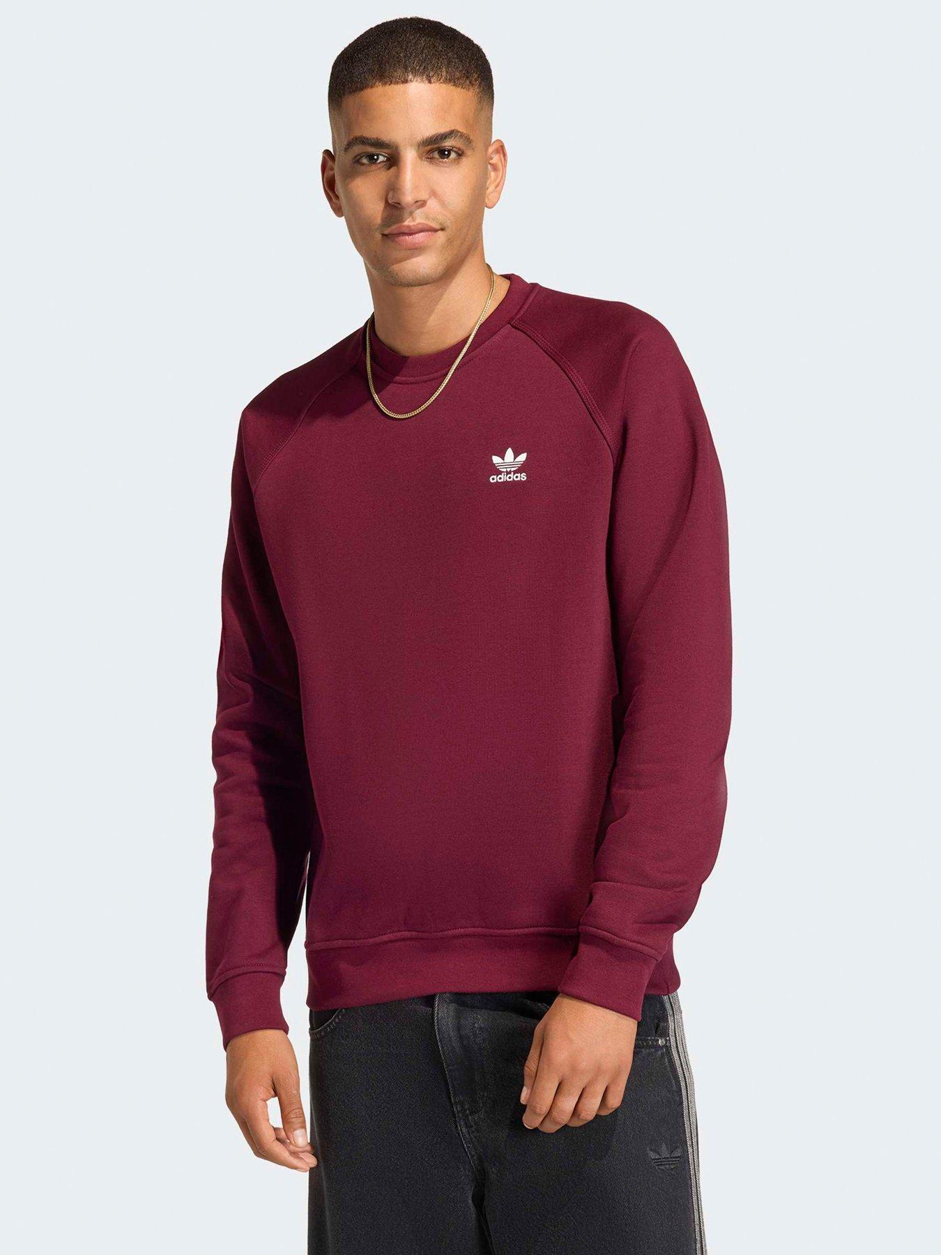 Adidas Originals Men'S Trefoil Essentials Crew Sweat - Red - Dark Red