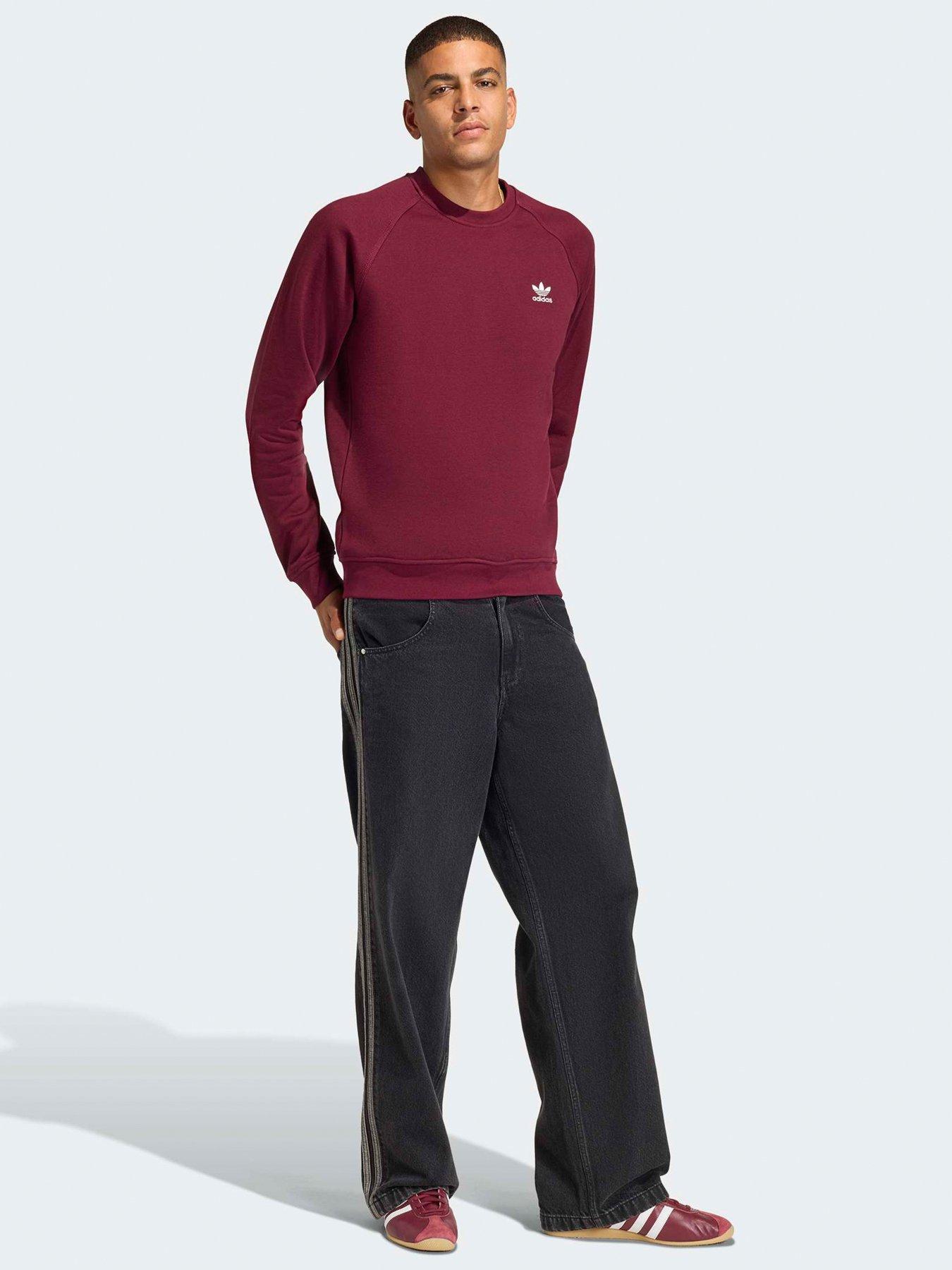 Image 3 of 7 of adidas Originals Men's Trefoil Essentials Crew Sweat - Red - Dark Red
