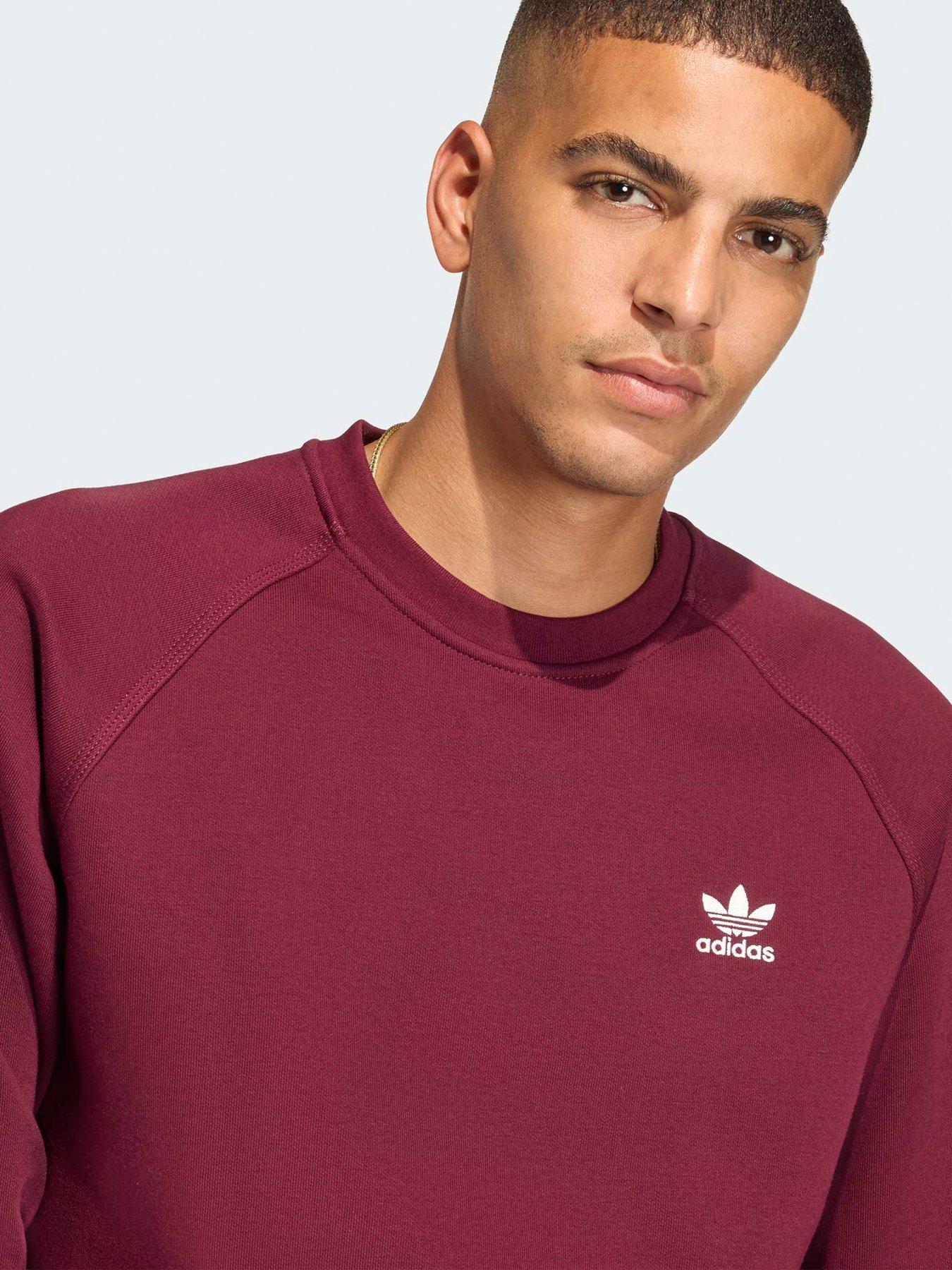 Image 4 of 7 of adidas Originals Men's Trefoil Essentials Crew Sweat - Red - Dark Red