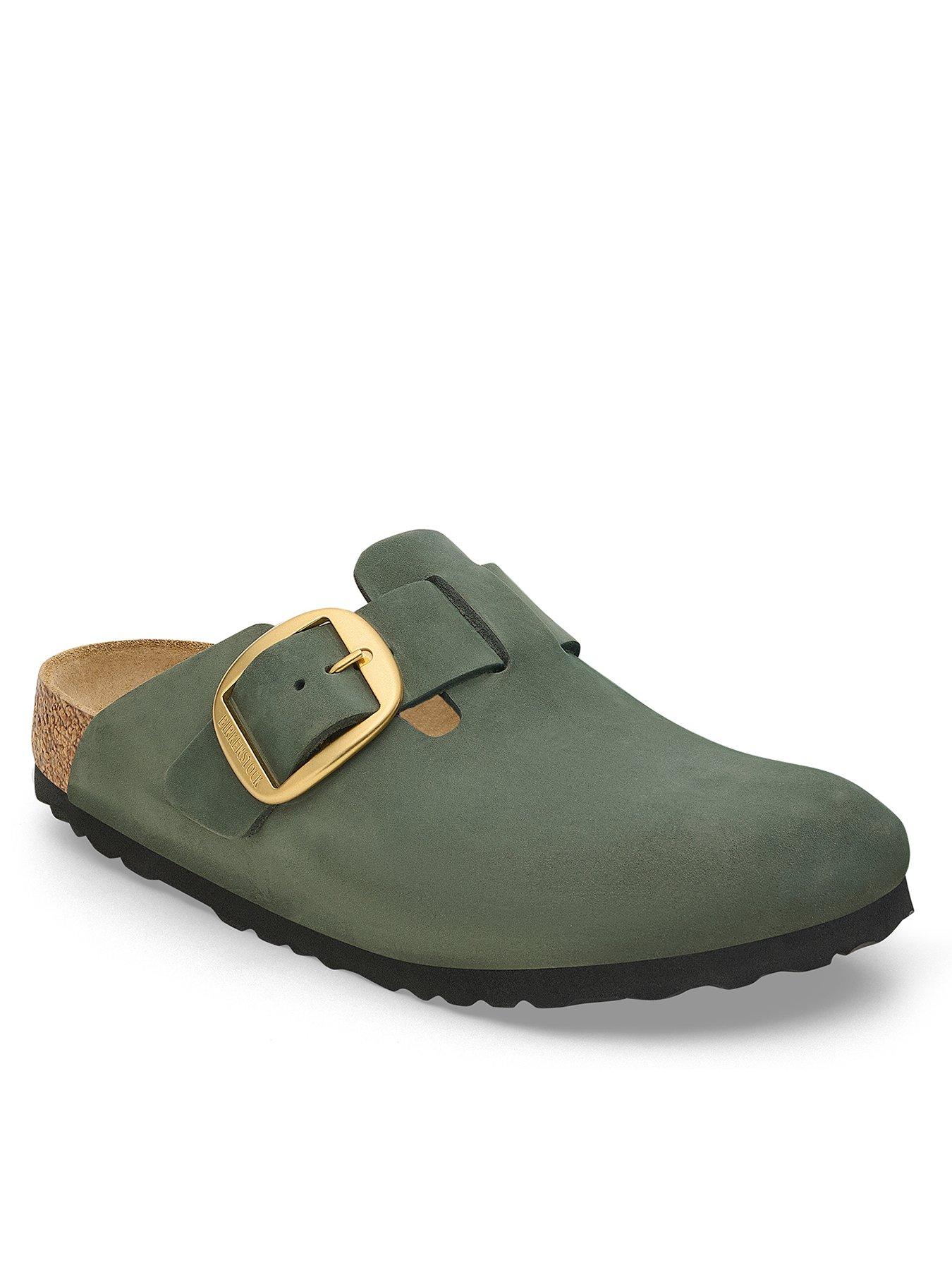 Birkenstock: Boston Big Buckle Nubuck Leather Clog - Thyme