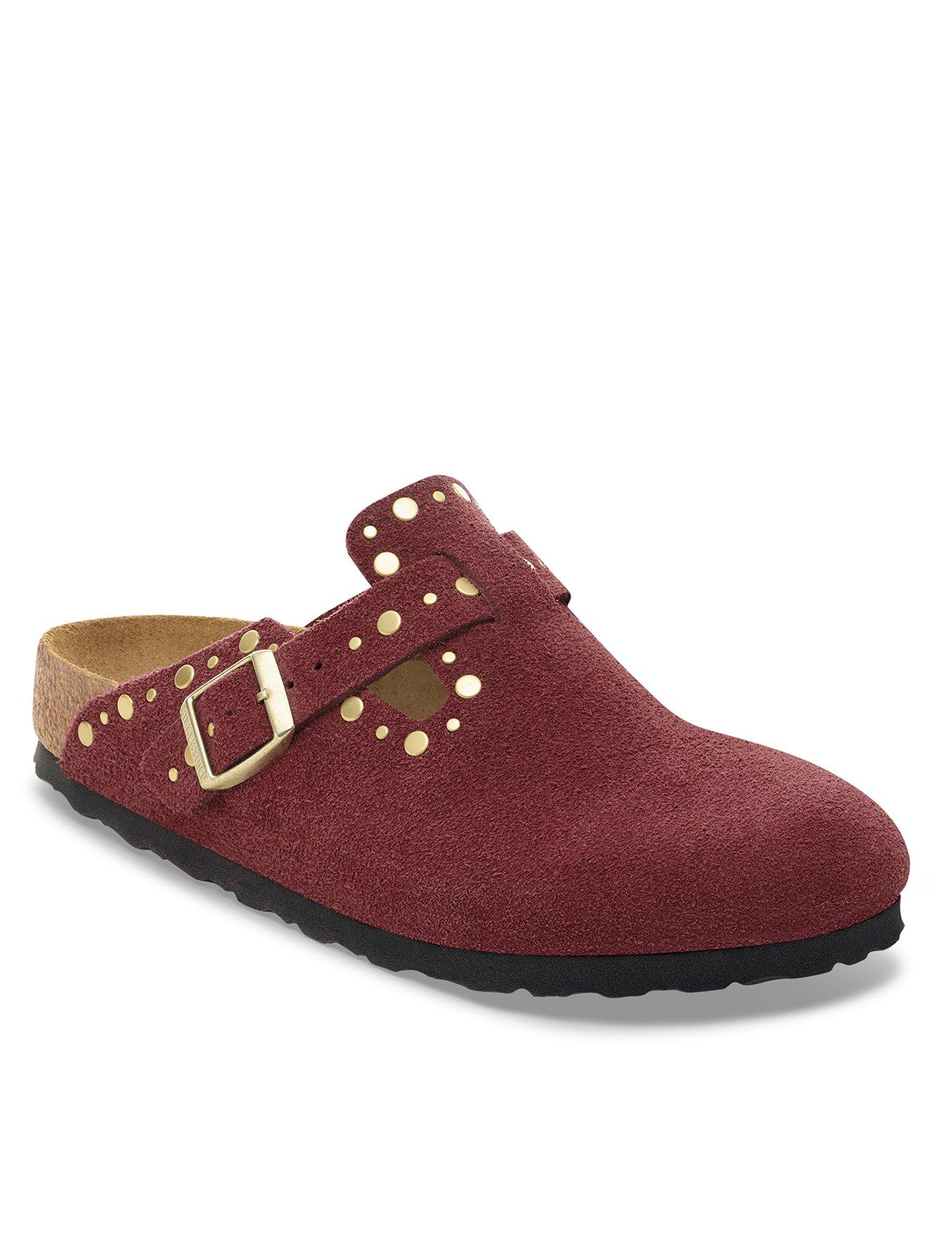 Birkenstock Boston Rivet Suede Leather Clog - Zinfandel