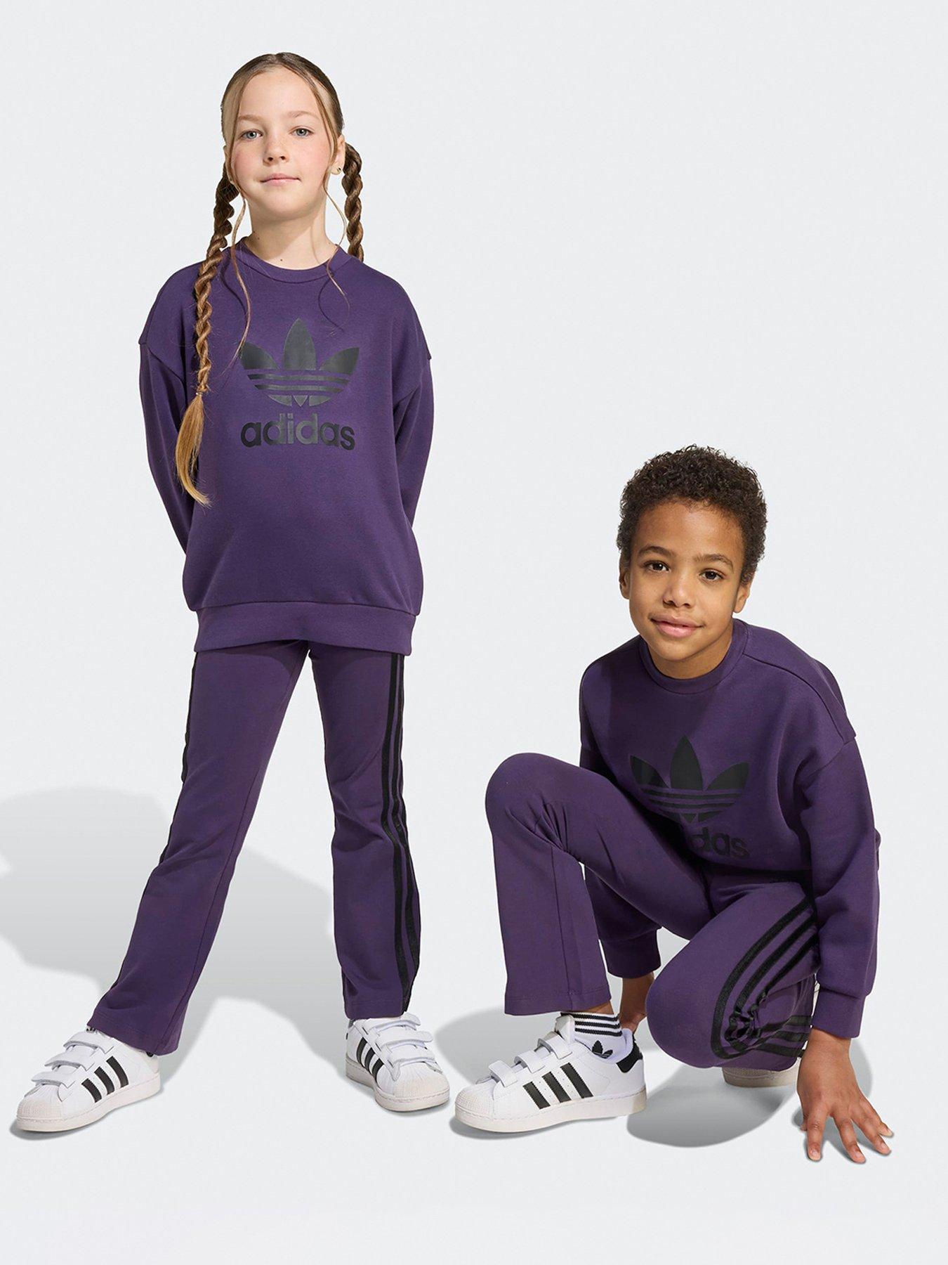 adidas Originals Kids Unisex Loose Crew Flared Legging Set Kids - Purple