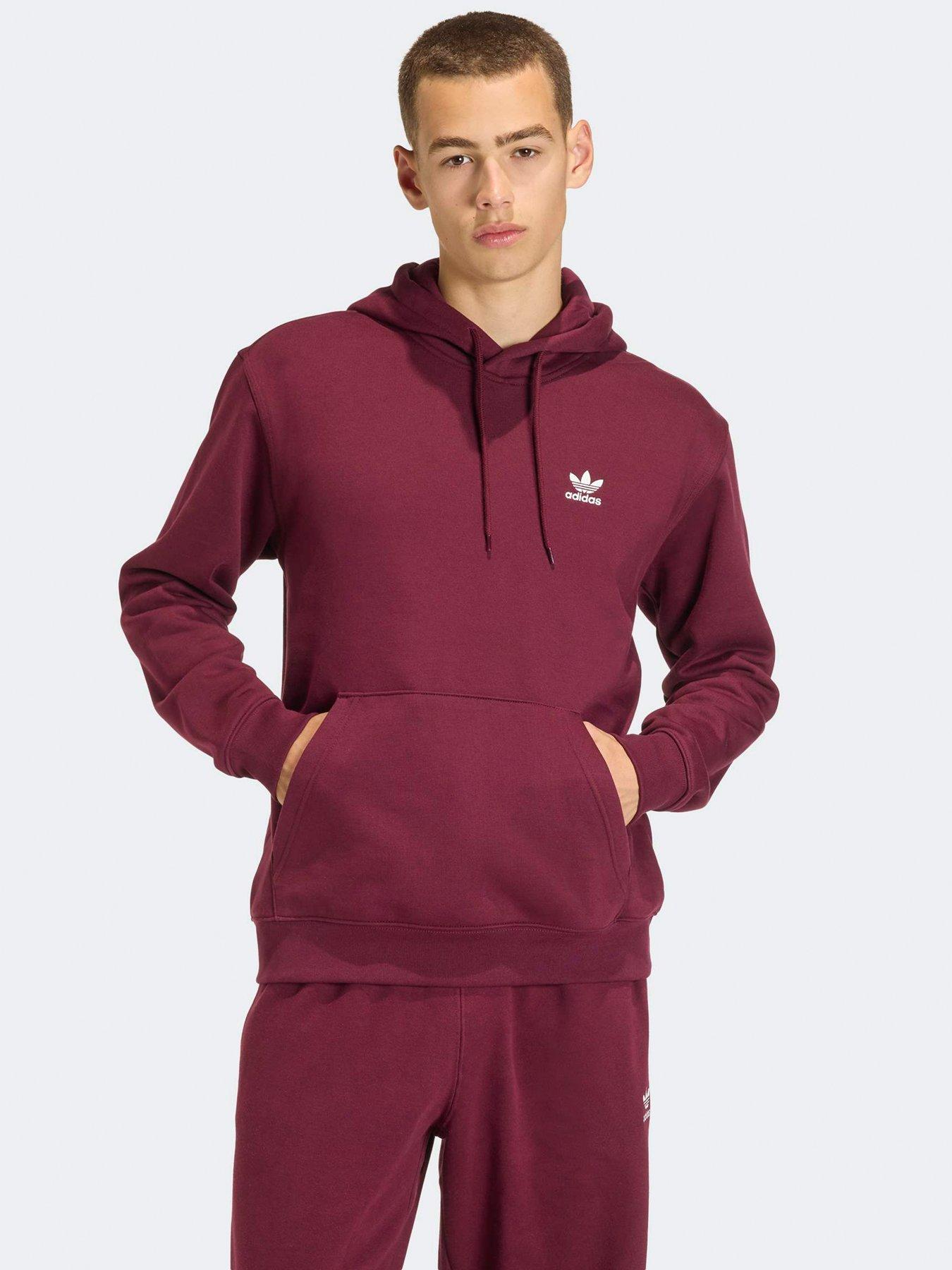 adidas Originals Men's Trefoil Essentials Loose Hoodie - Dark Red