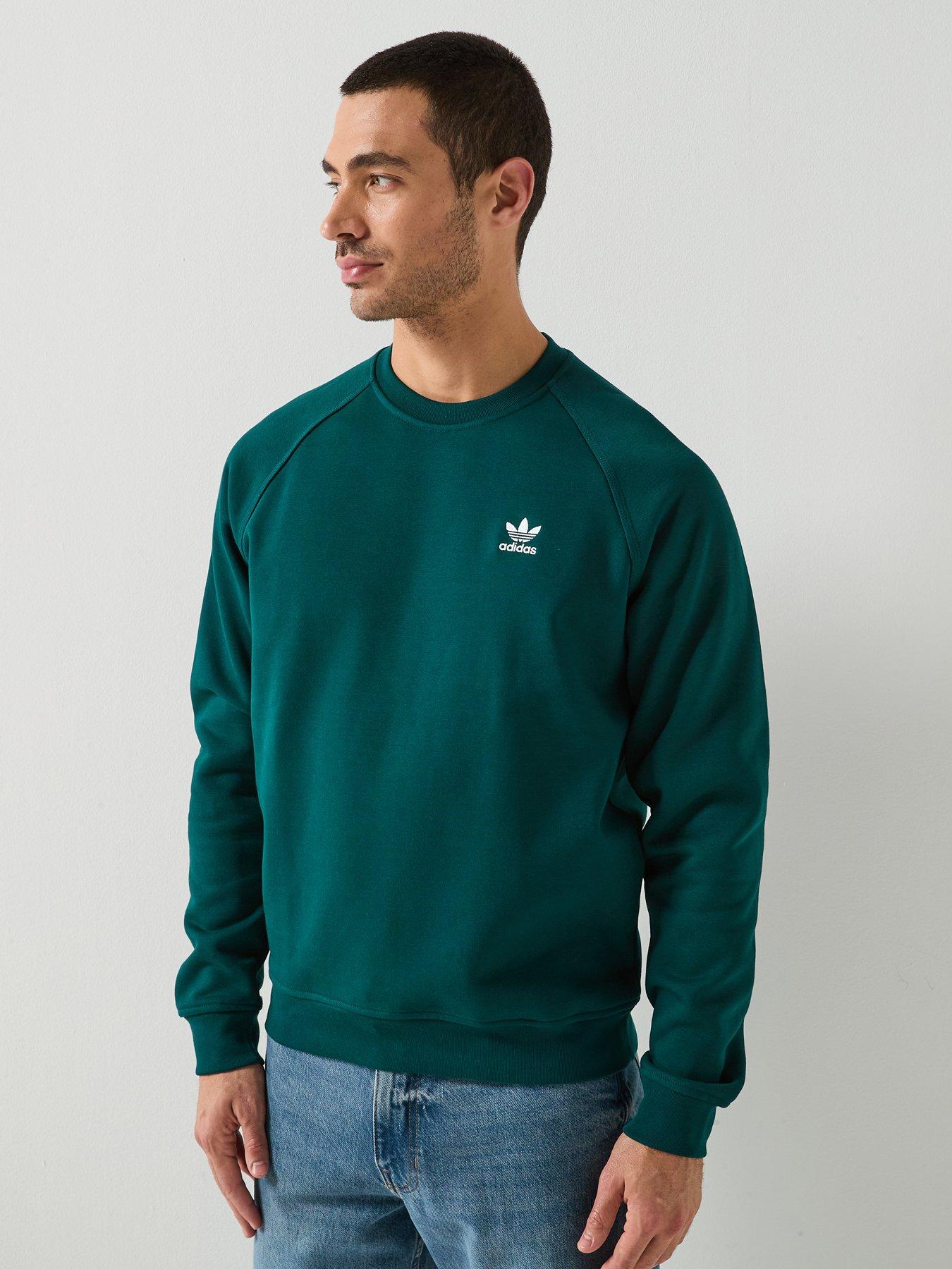 adidas Originals Men's Trefoil Essentials Crew Sweat, Aurora Ivy, Size Xs, Men