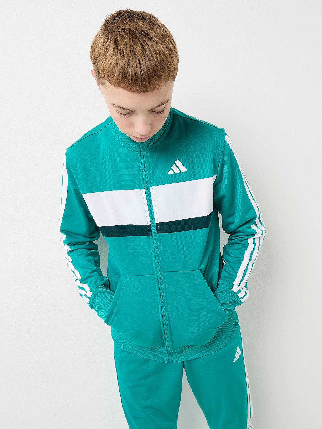 adidas Sportswear Junior Boys Seasonal Essentials Tiberio 3-Stripes Tricot Tracksuit Kids - Green