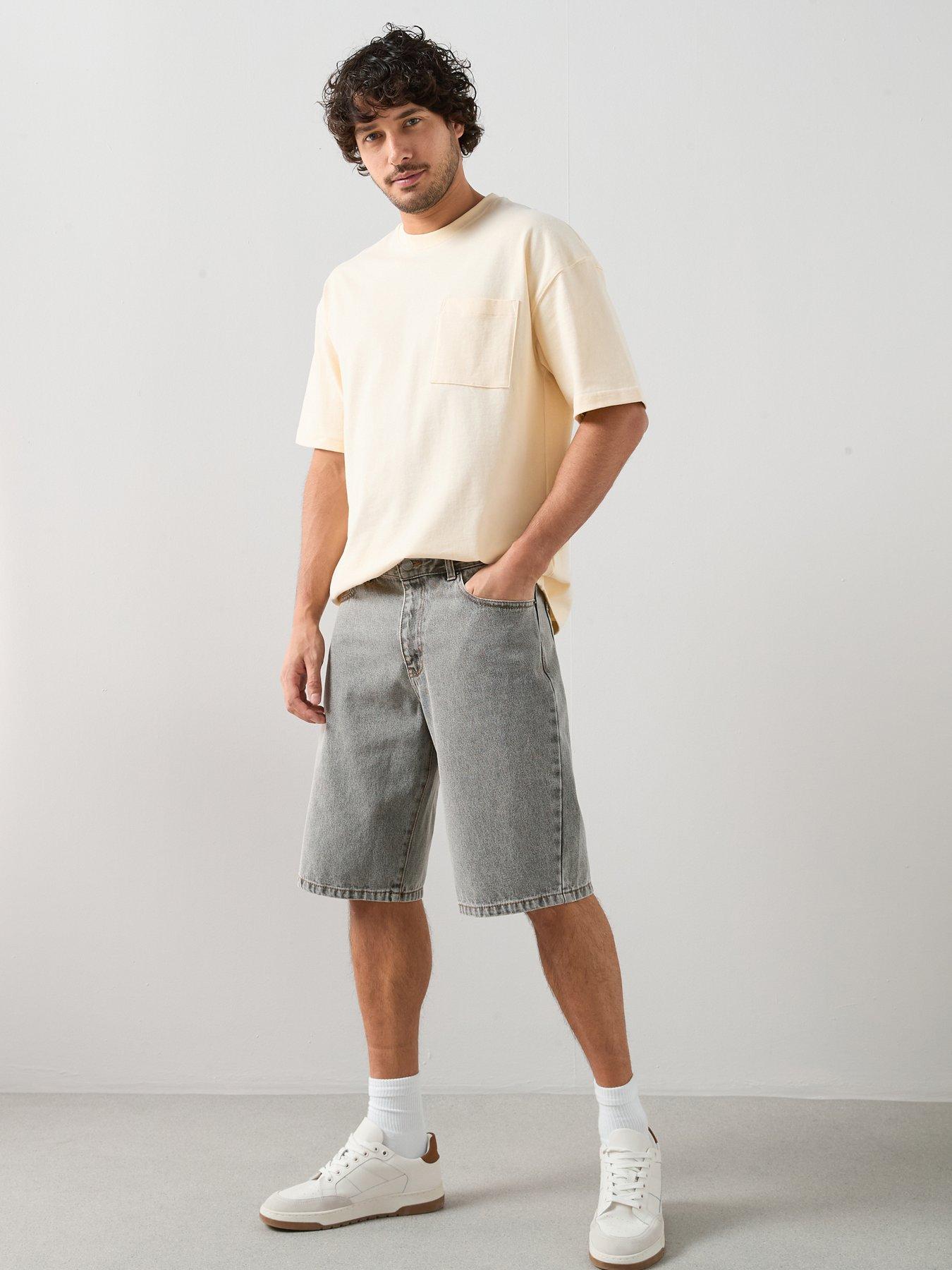The Very Collection Regular Fit Denim Shorts - Light Grey