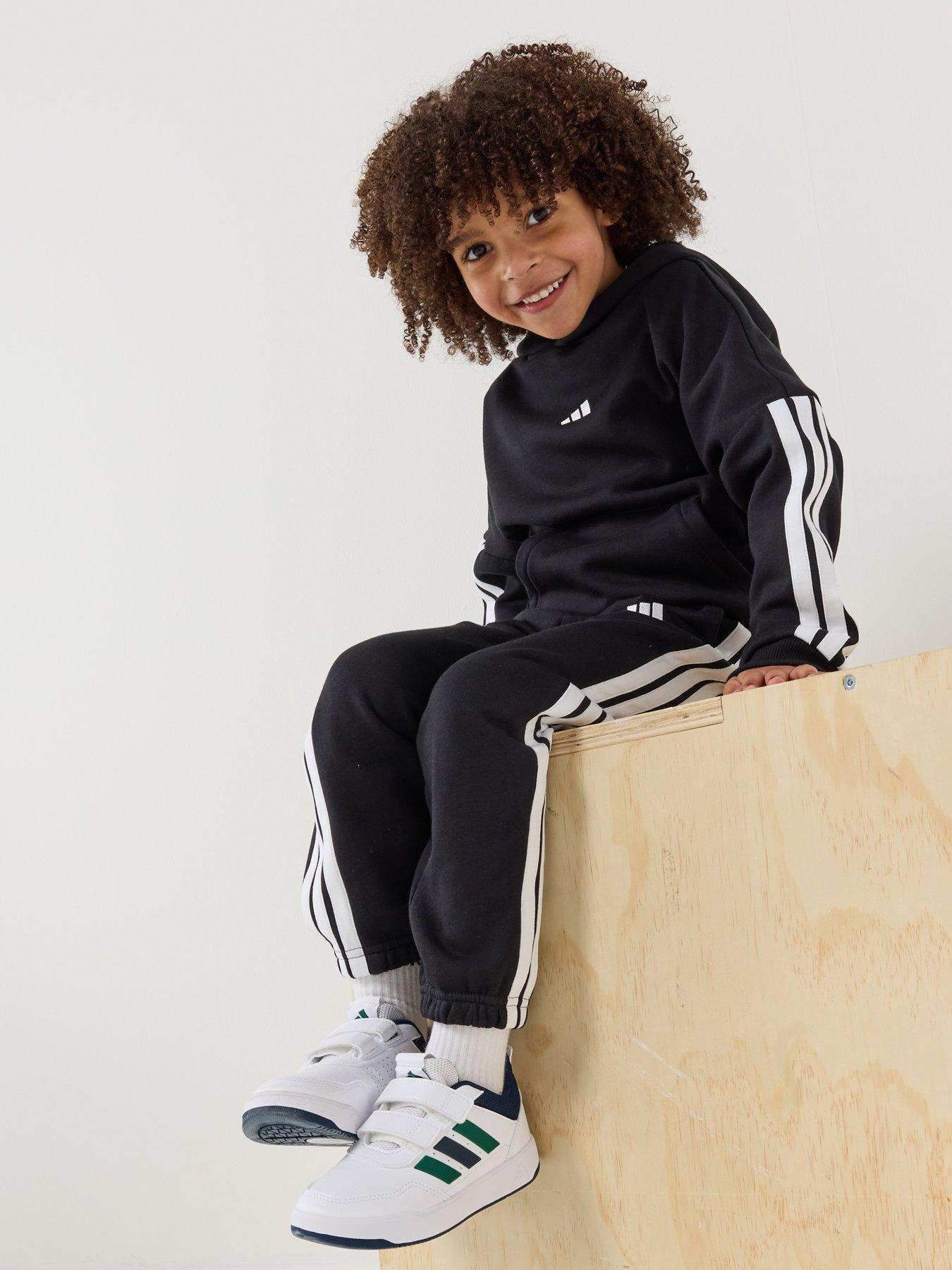 adidas Sportswear Junior Boys Fleece Hoodie And Pant Tracksuit- Black, Black, Size 5-6 Years