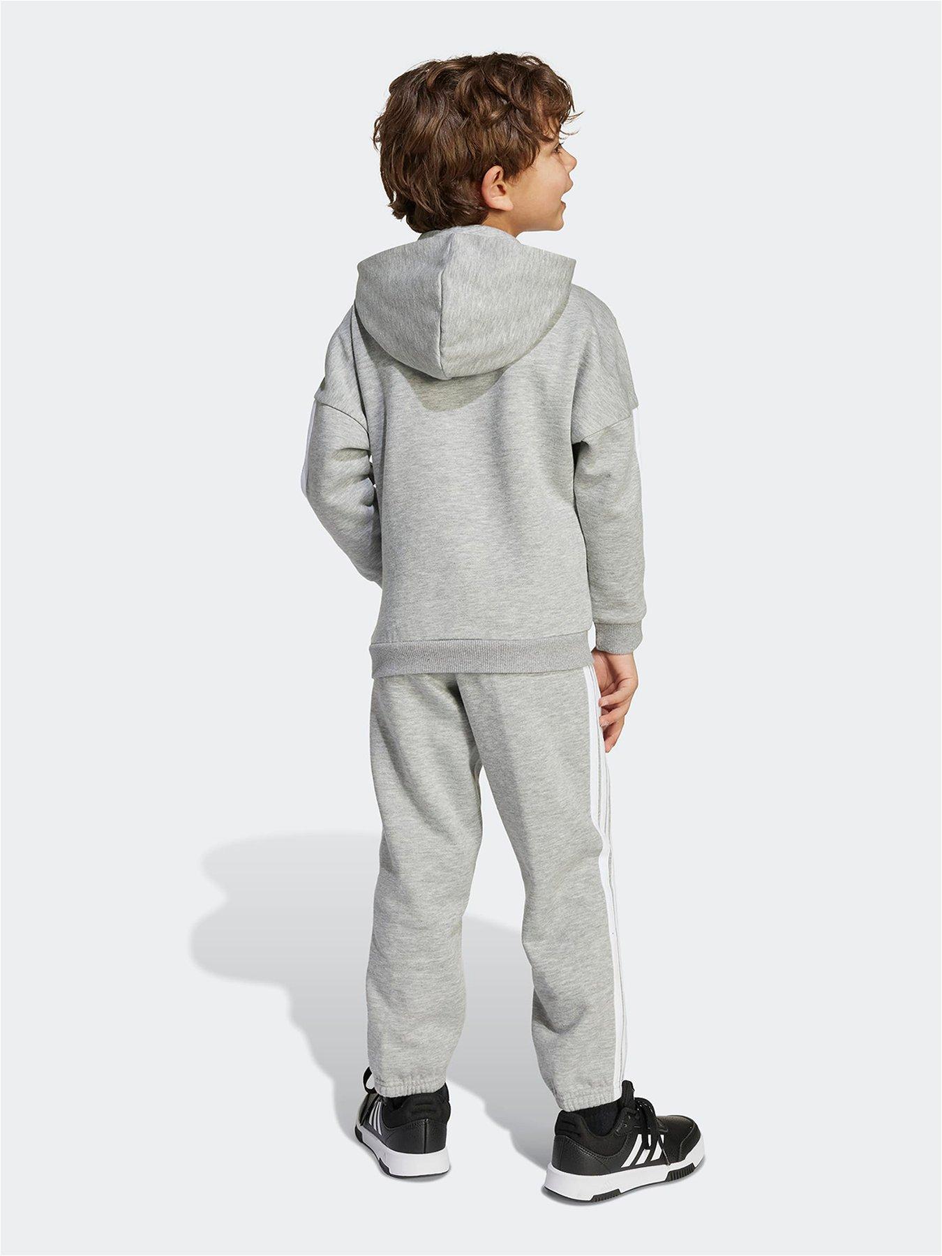 adidas Sportswear Junior Boys Fleece Hoodie And Pant Tracksuit- Grey