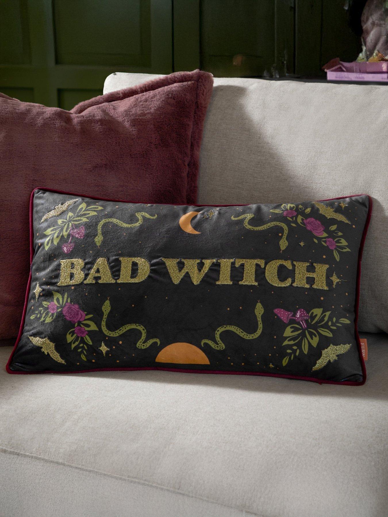 Furn Bad Witch 30x50 Polyester Cushion Black Magic
