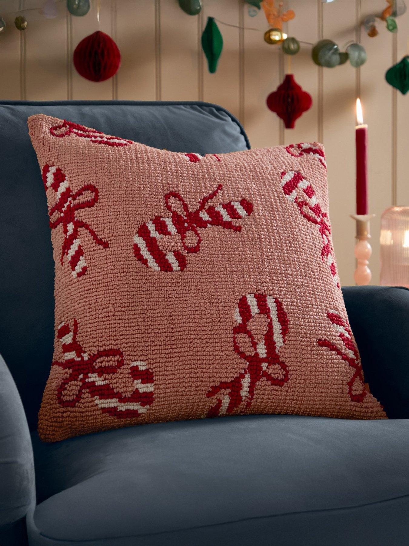 Furn Candy Canes 45x45 Polyester Cushion Pink/red