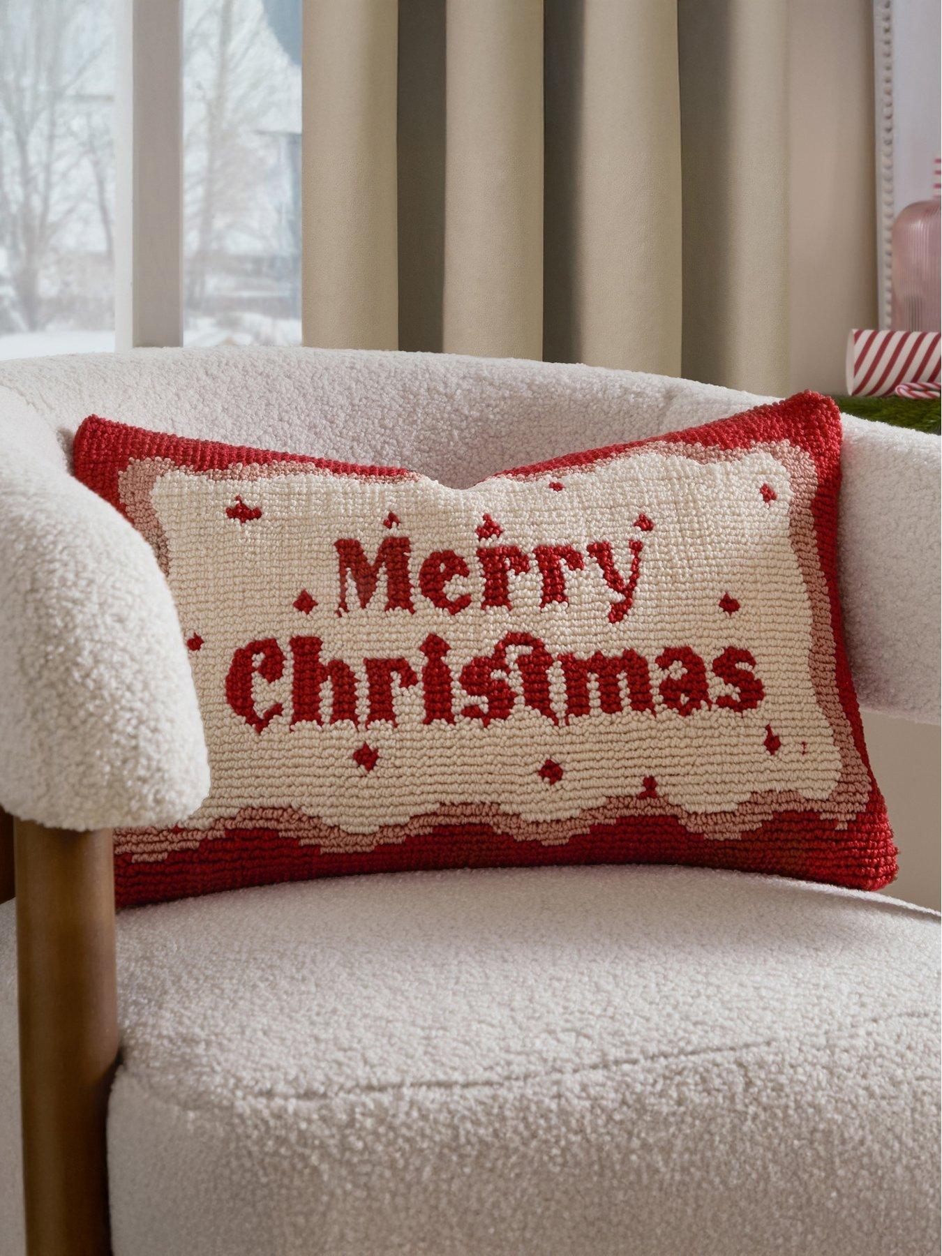 Furn Candy Merry Christmas 30x50 Polyester Cushion Red/white