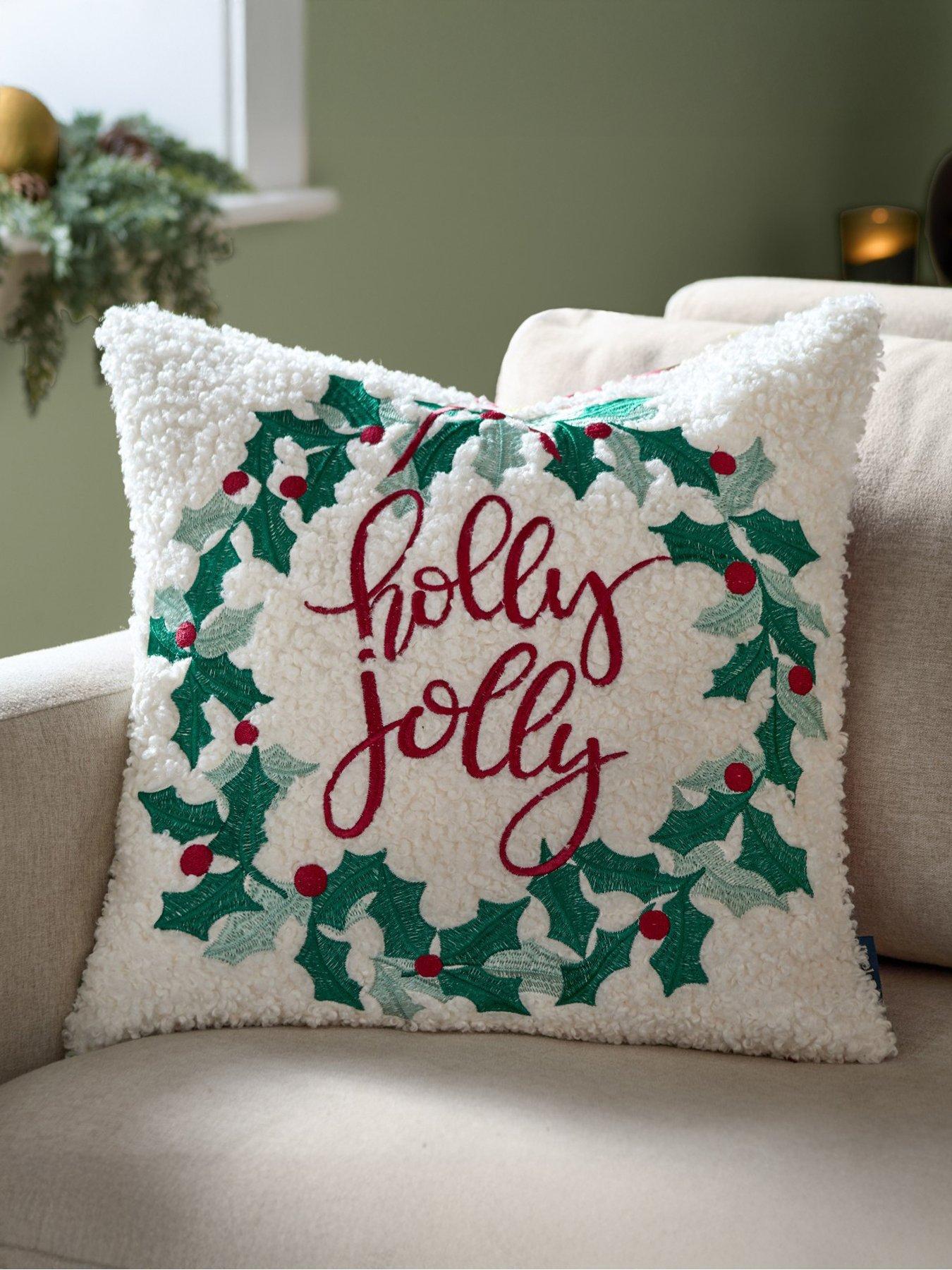 Furn Holly Wreath 45x45 Polyester Cushion Multi