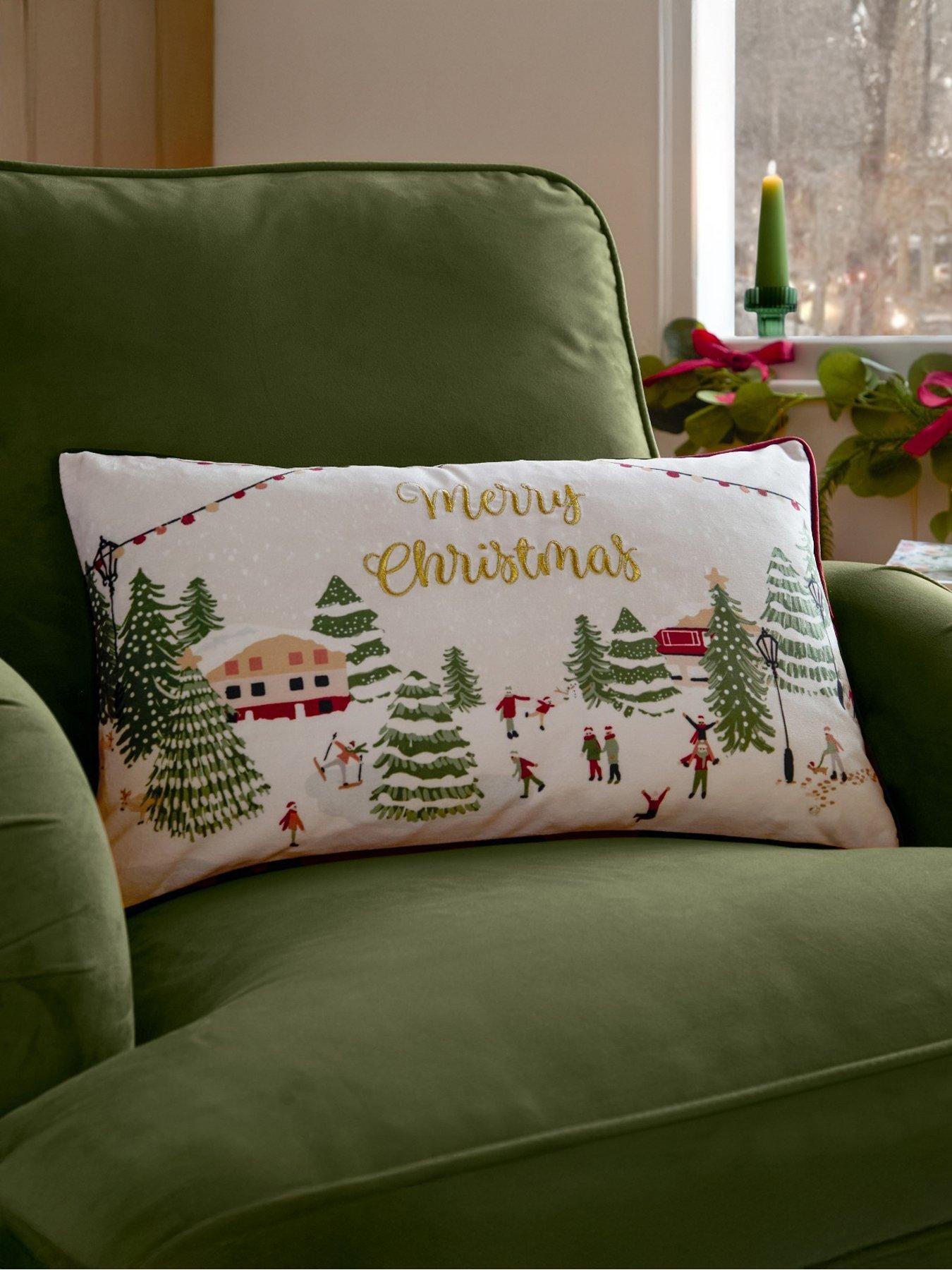 Furn Joy To All 30x50 Polyester Cushion Snow/berry