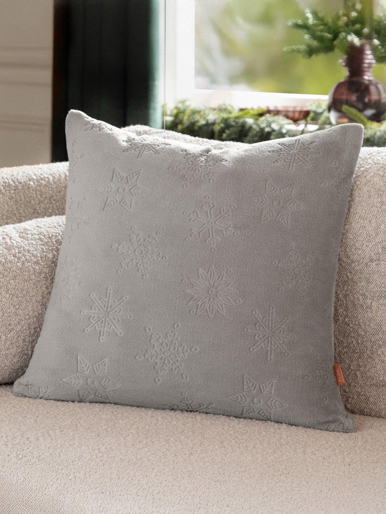 Furn Snowflakes 50x50 Polyester Cushion Grey