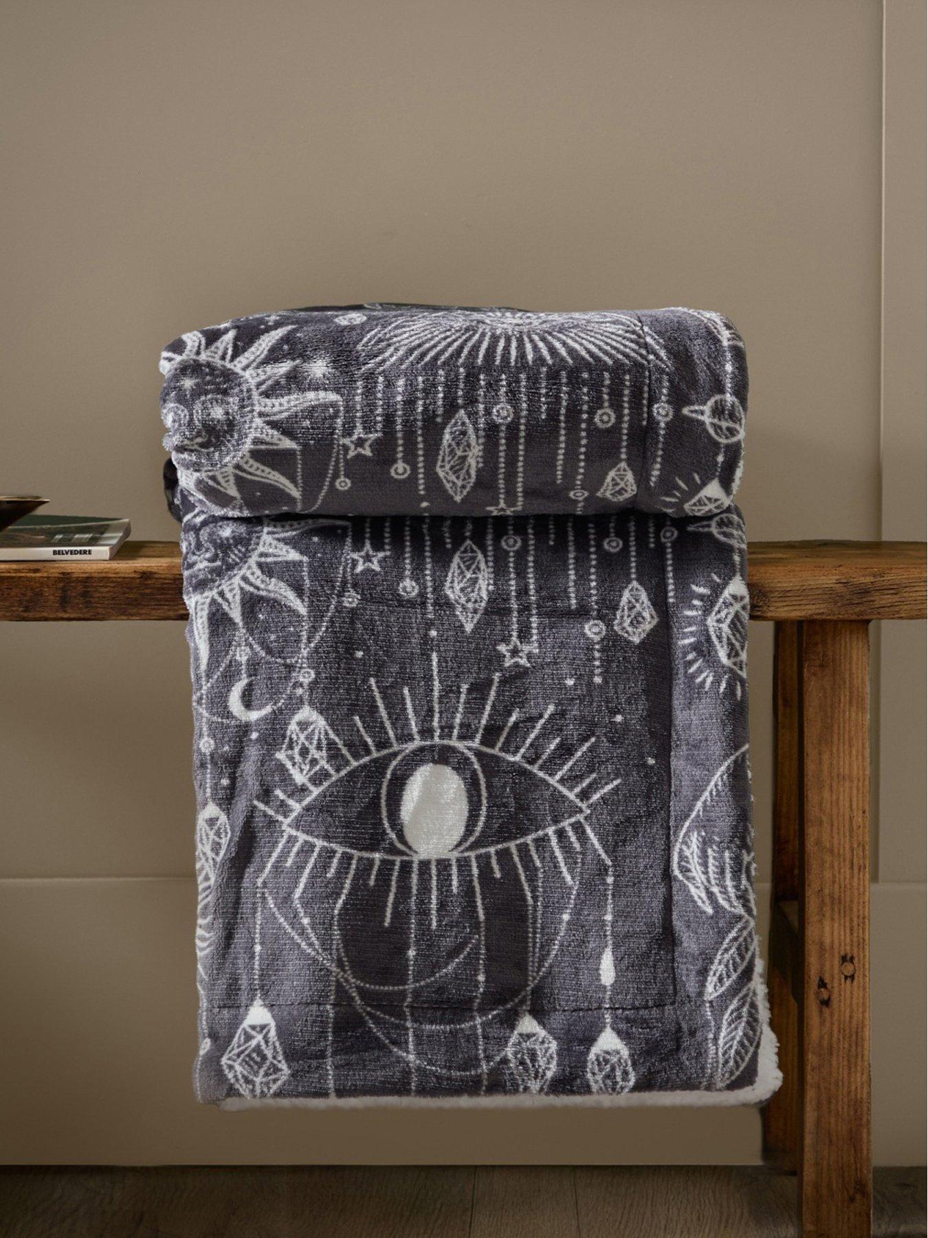 Furn Constellation 130x180 Sherpa Throw Charcoal/cream