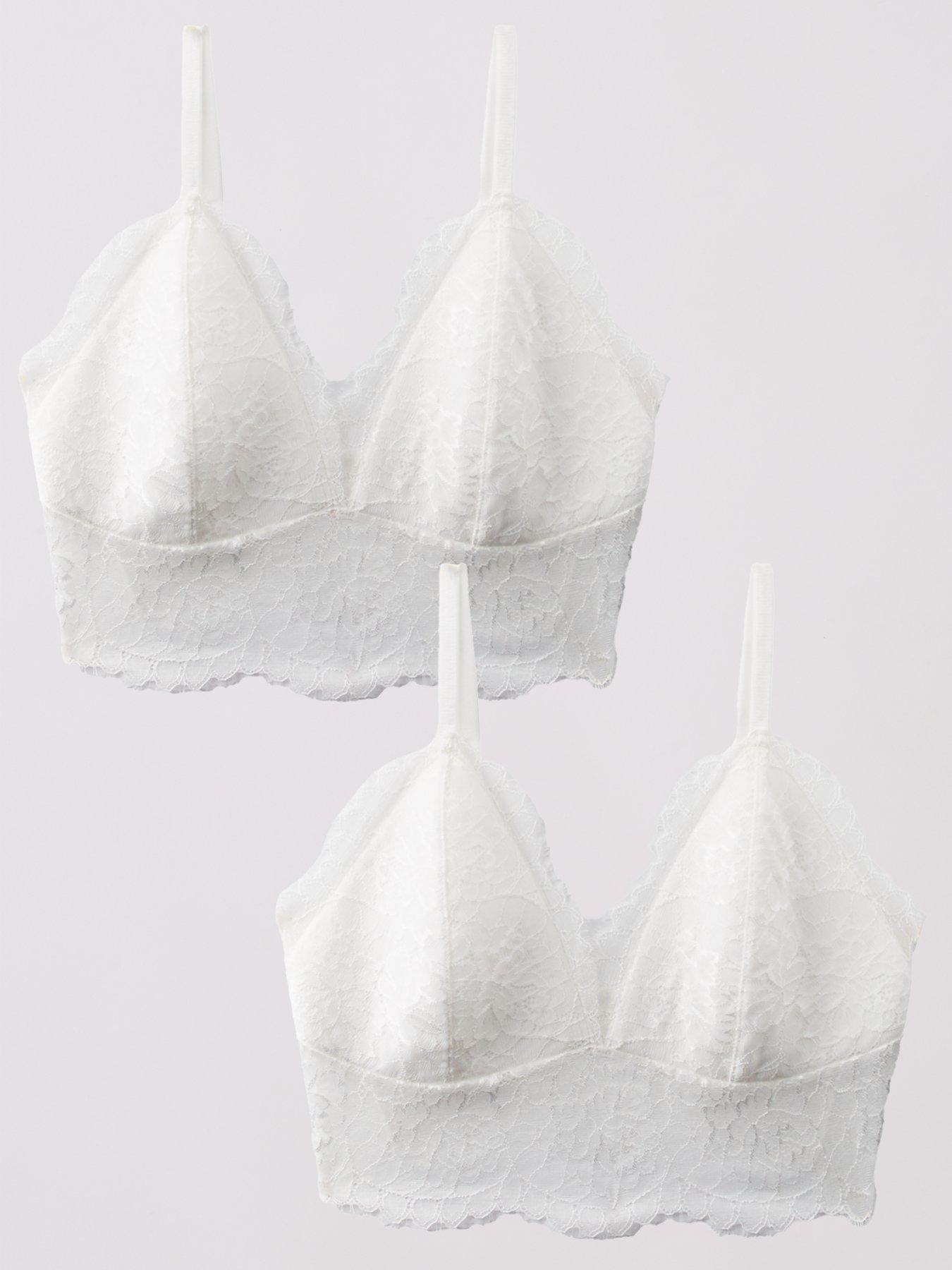 The Very Collection 2 Pack Lace Bralettes - White