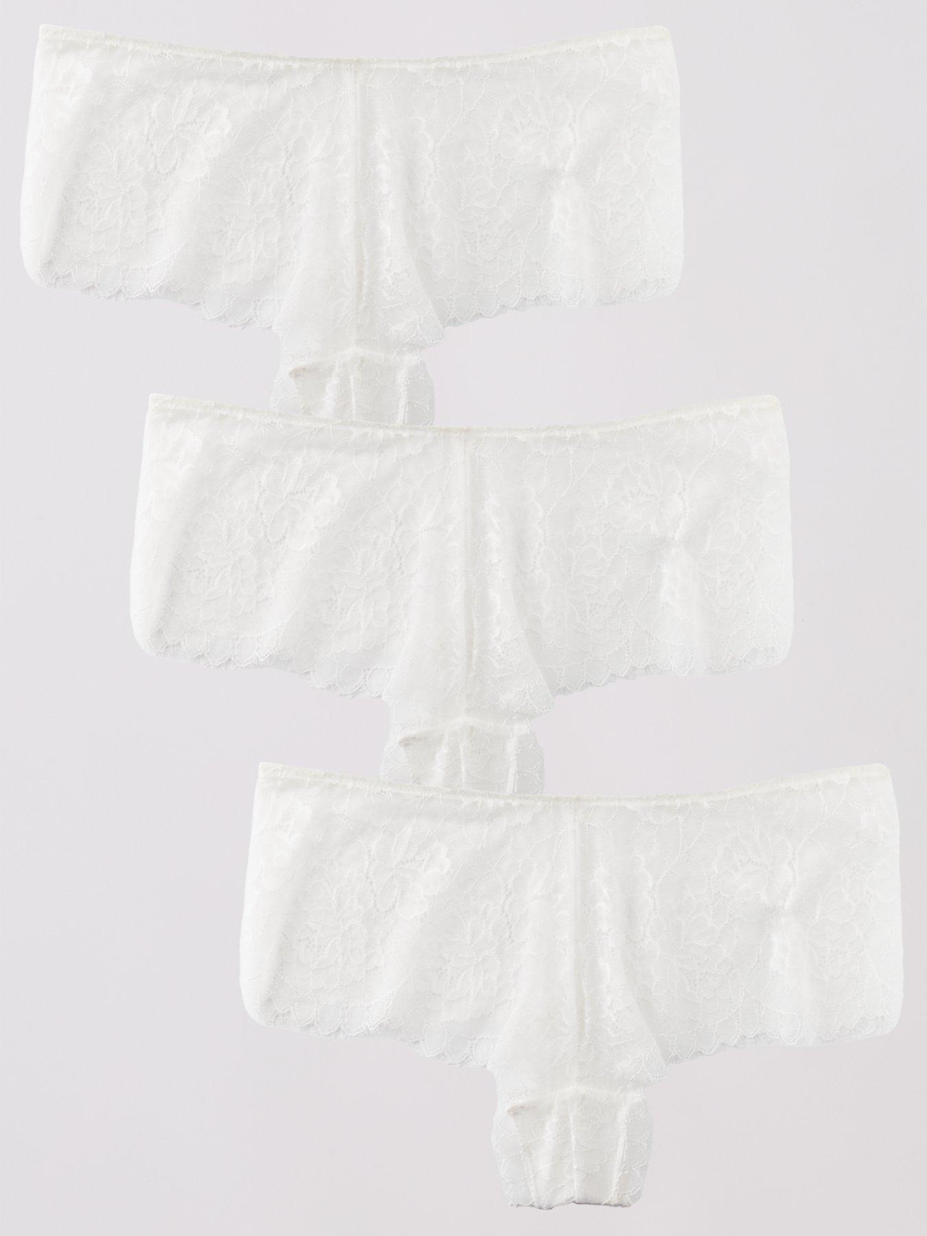Image 1 of 6 of The Very Collection 3 Pack Lace Briefs - White