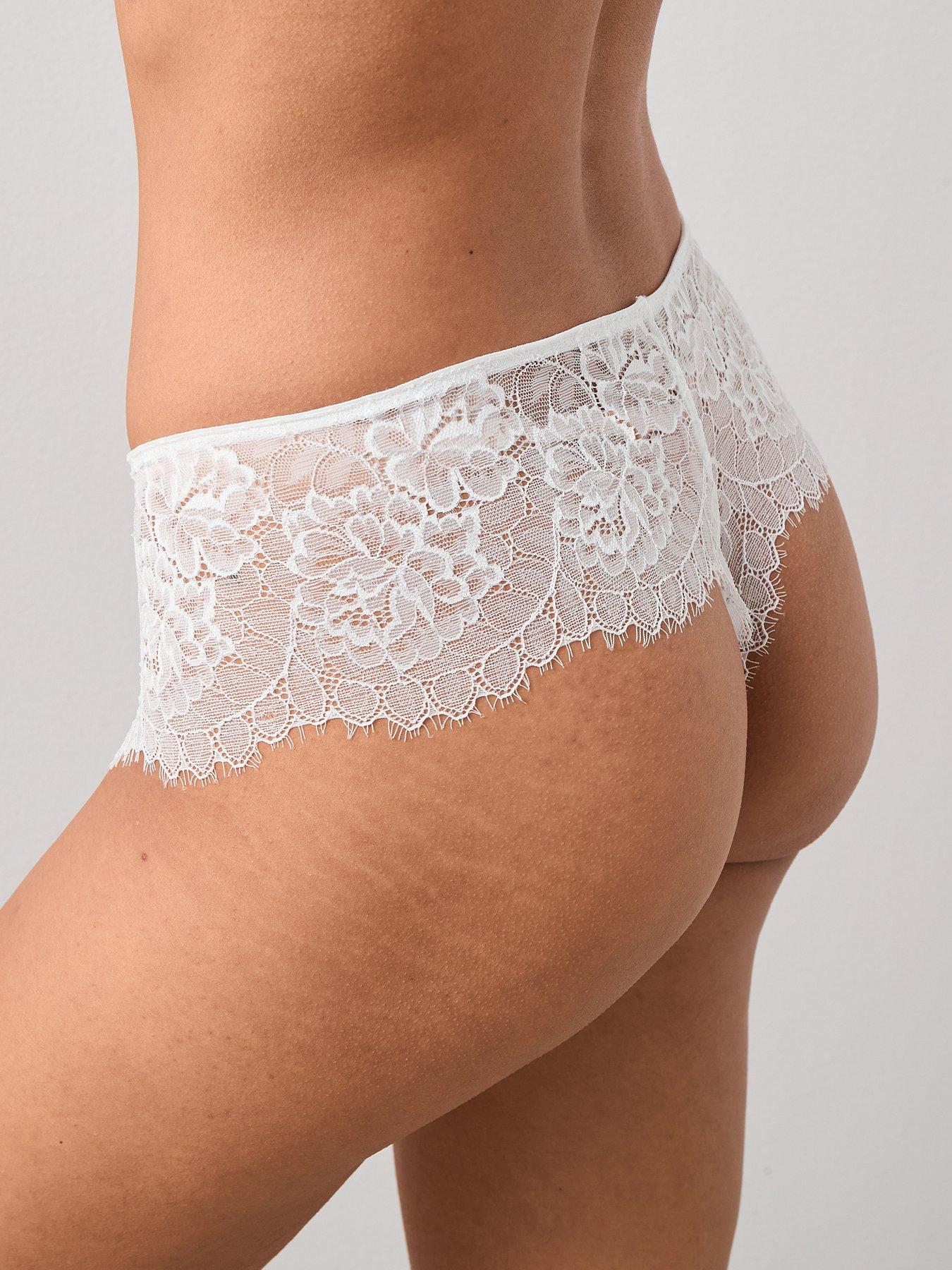 Image 3 of 6 of The Very Collection 3 Pack Lace Briefs - White