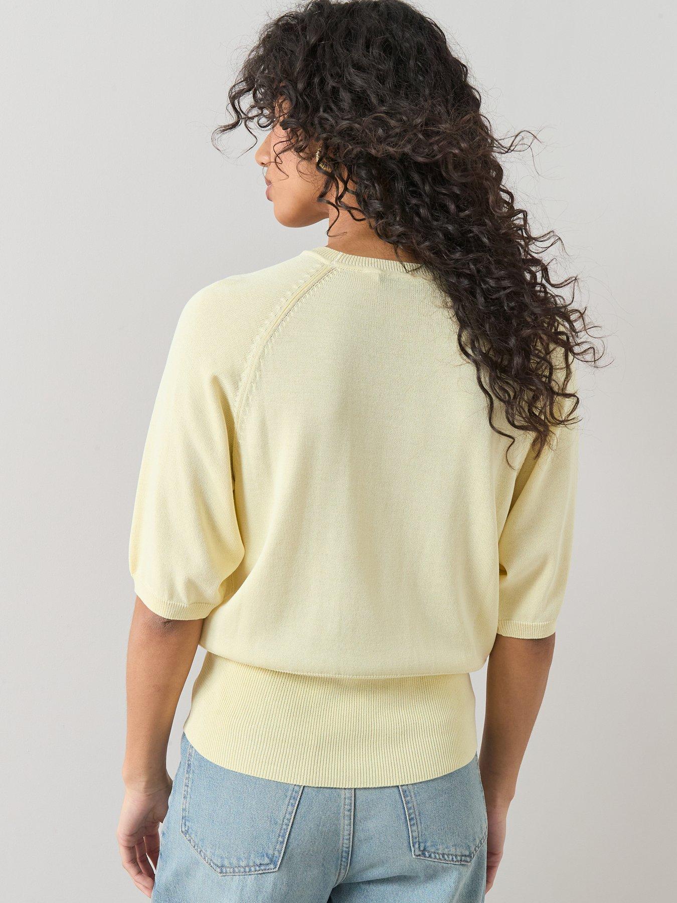 Image 2 of 7 of The Very Collection Batwing Cinched Waist Knitted Top - Yellow