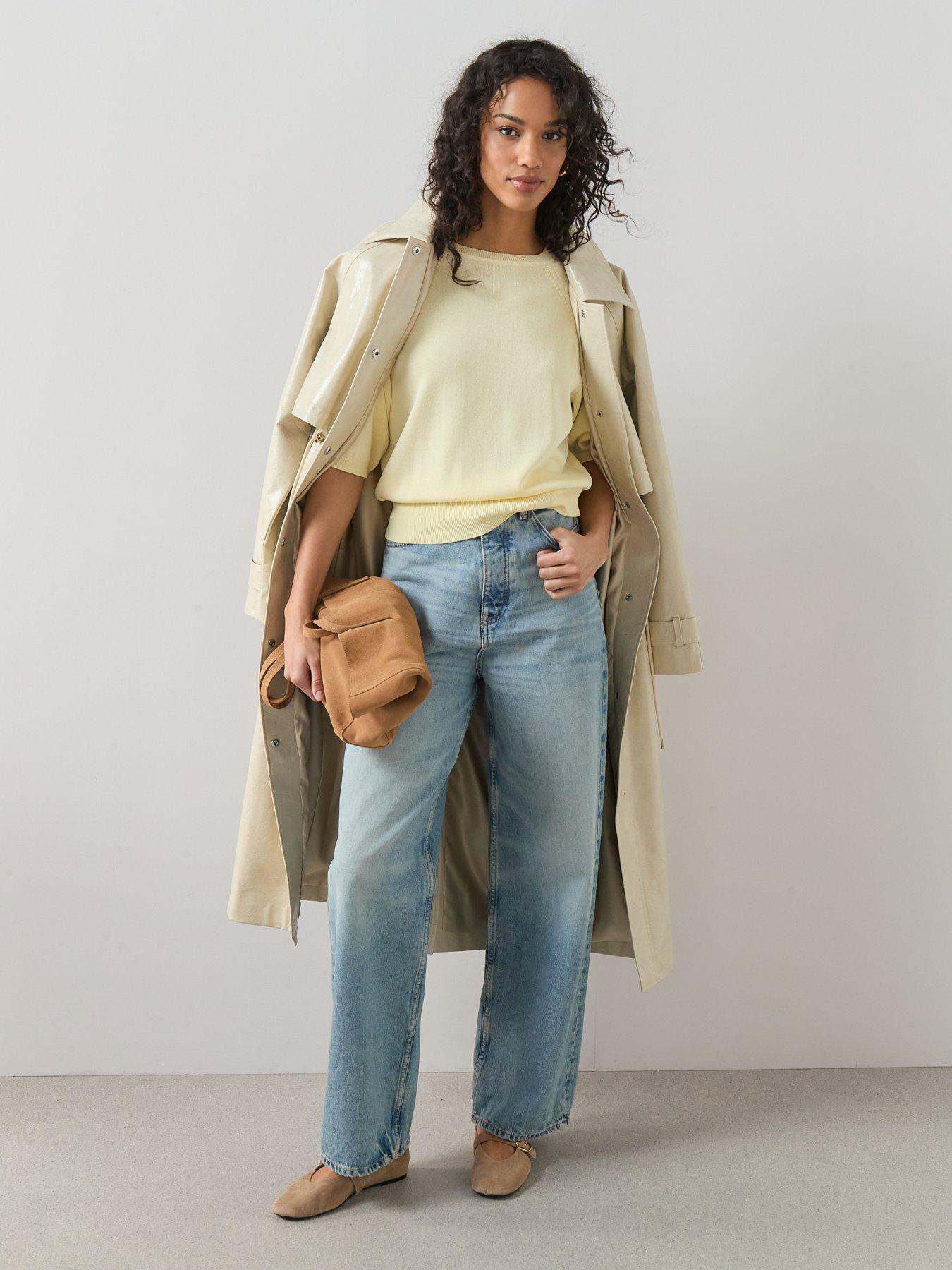Image 3 of 7 of The Very Collection Batwing Cinched Waist Knitted Top - Yellow