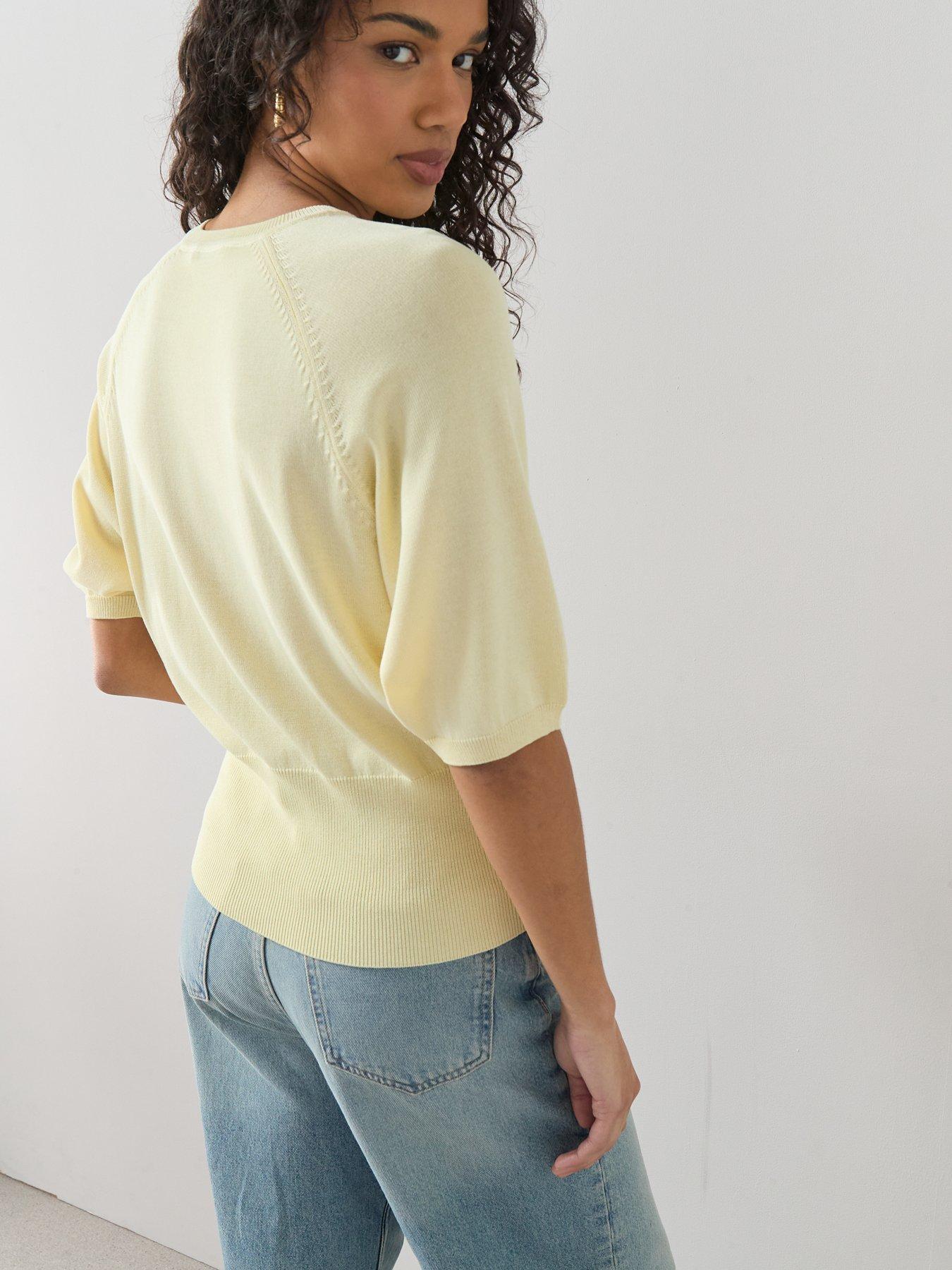 Image 5 of 7 of The Very Collection Batwing Cinched Waist Knitted Top - Yellow