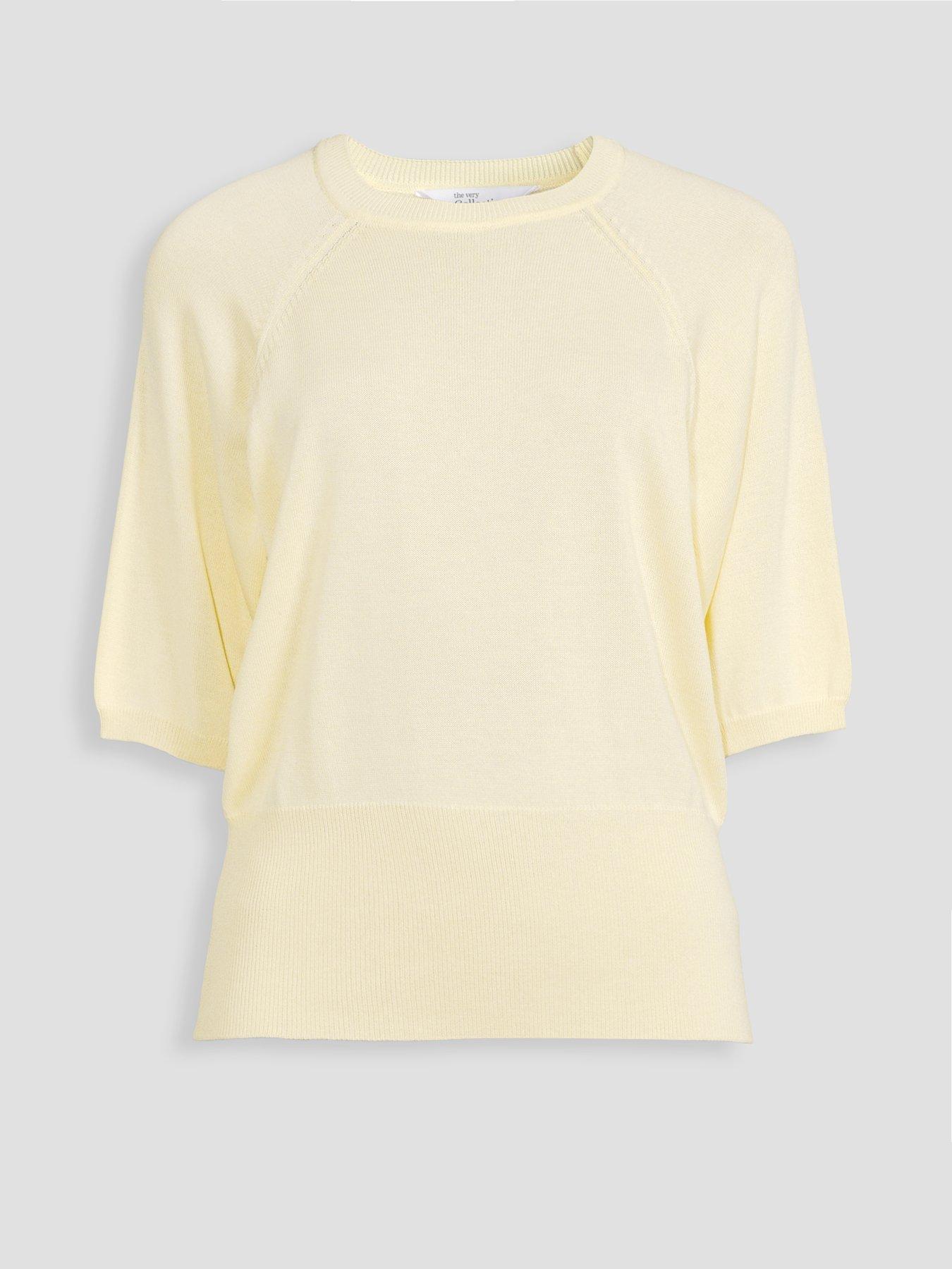 Image 7 of 7 of The Very Collection Batwing Cinched Waist Knitted Top - Yellow
