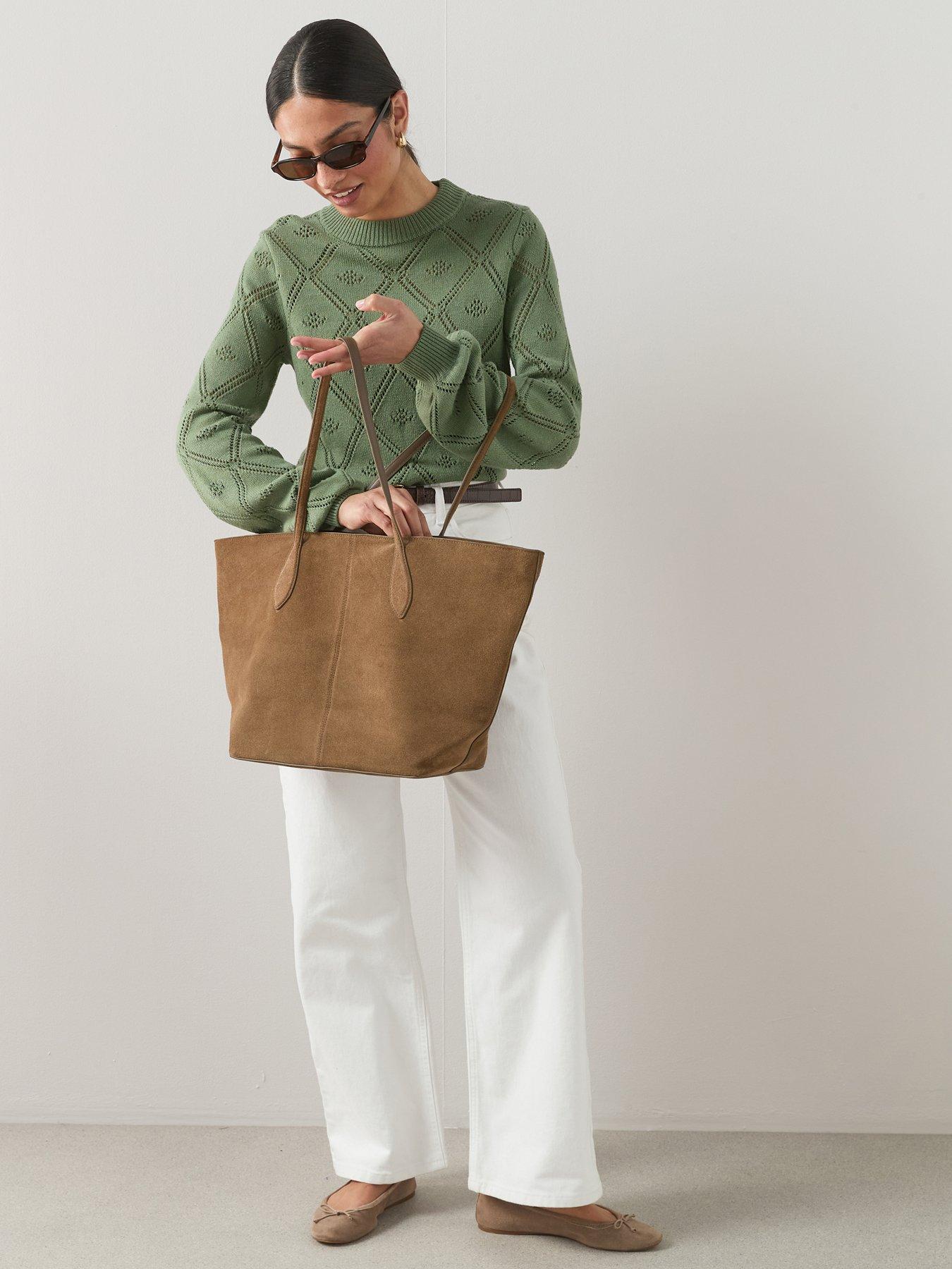 The Very Collection: Cotton Rich Crew Neck Stitch Detail Jumper - Green