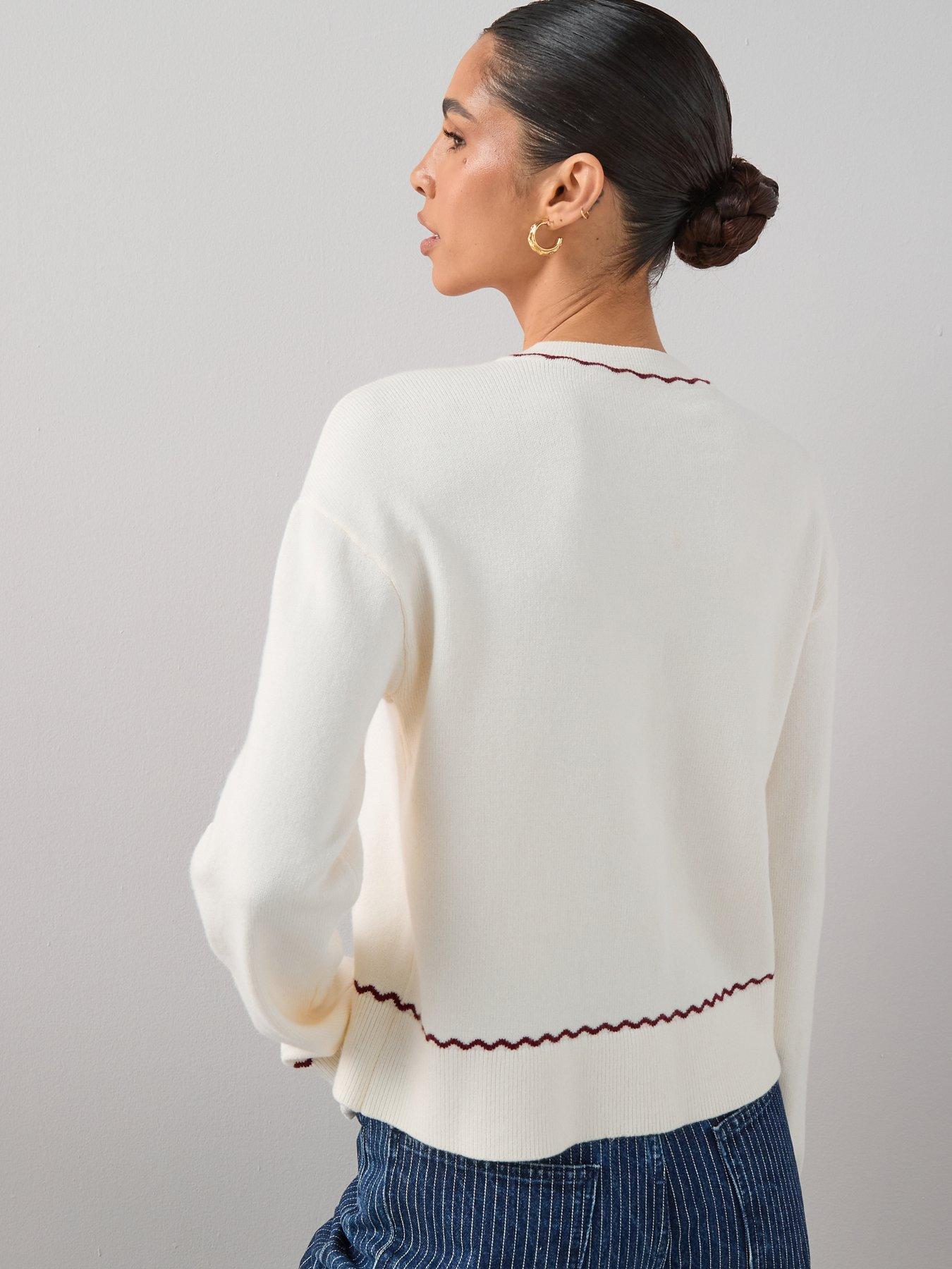 Image 2 of 7 of The Very Collection Cotton Rich Cherry Embroidered Long Sleeve Cardigan - Cream