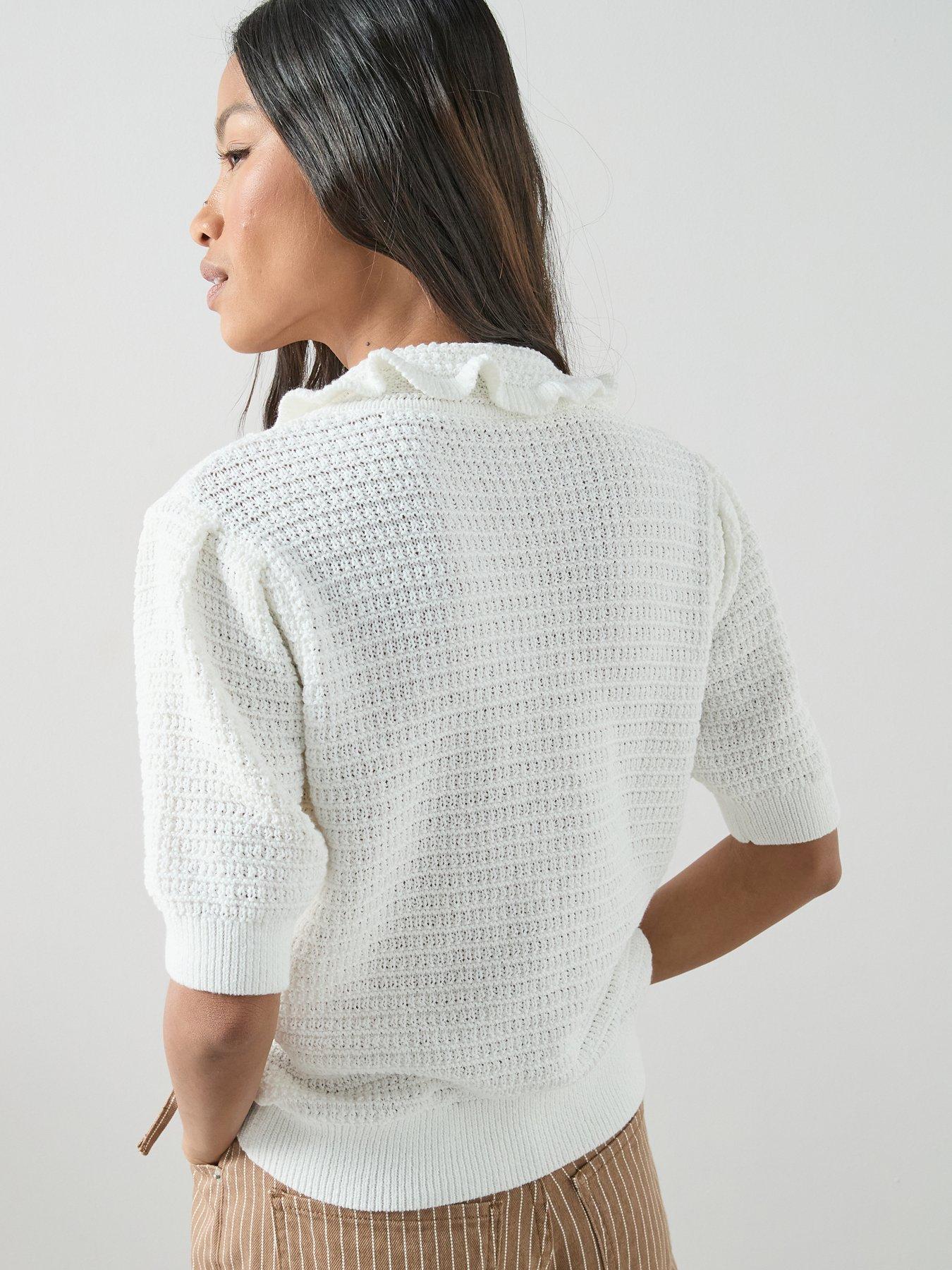 The Very Collection Frill Collar Short Sleeve Knitted Cardigan