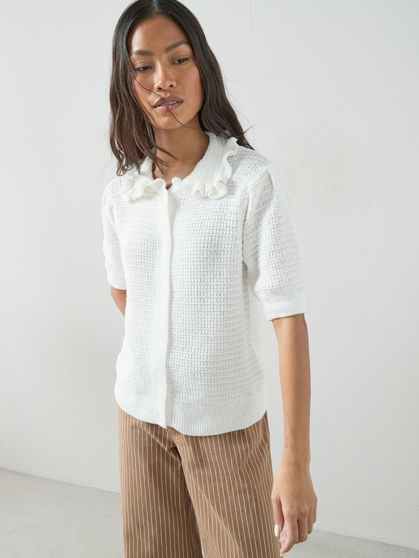 The Very Collection Frill Collar Short Sleeve Knitted Cardigan