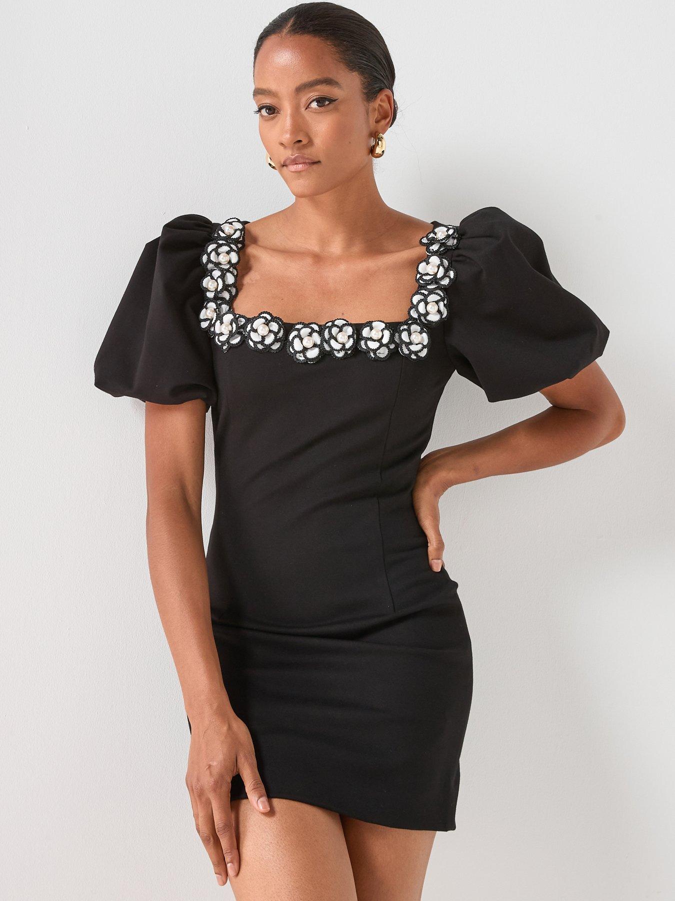 Elliatt Marina Sleeve Mini Dress - Black