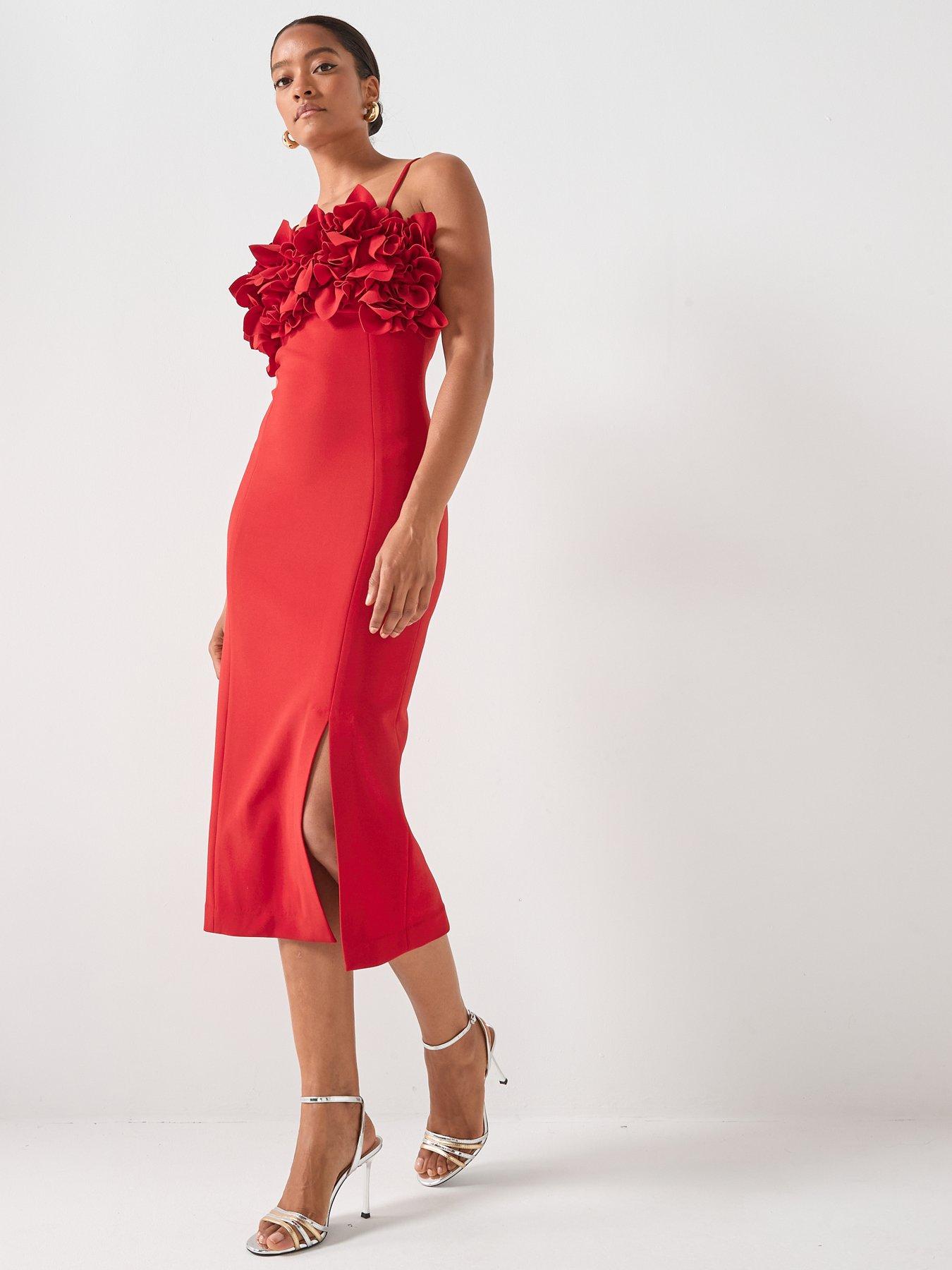 fitted lace wedding dress Elliatt Buttercup Party Dress in Red – TrenLend main image 1
